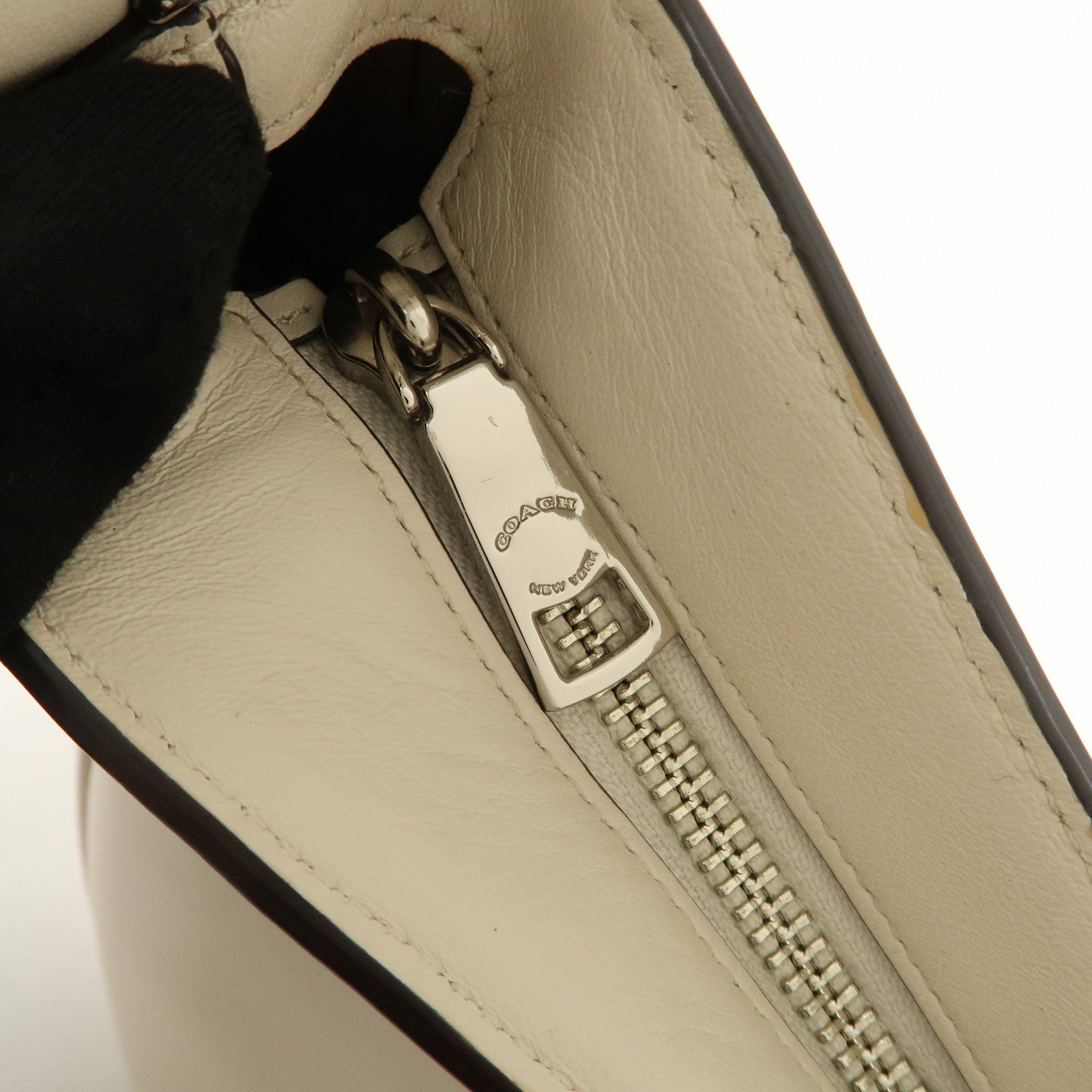 COACH Logo Calf Leather 2Way Bag Shoulder Bag Hand Bag Ivory 57119