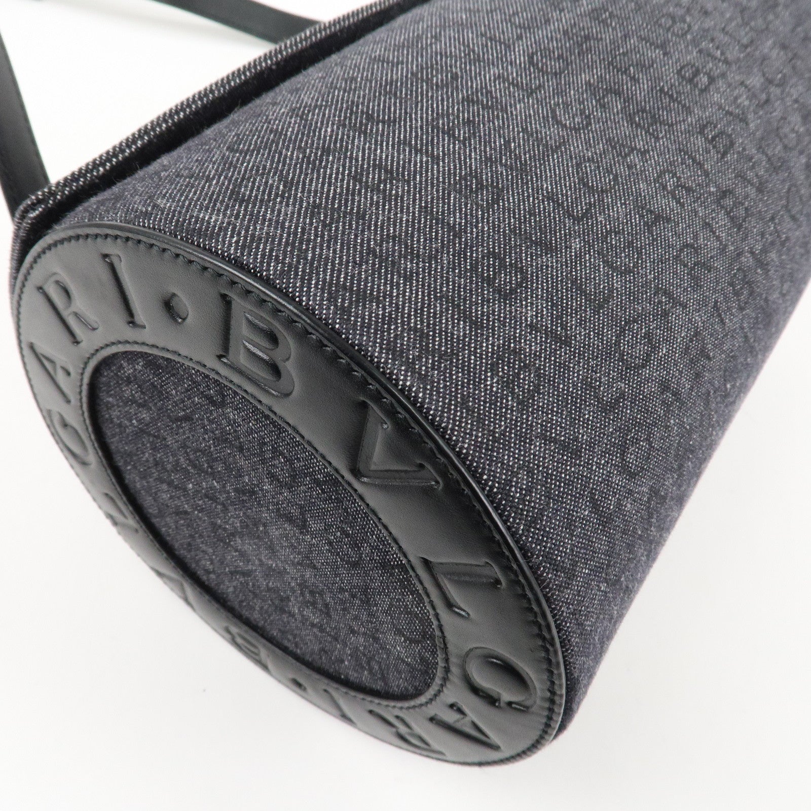BVLGARI B-zero1 Drum Canvas Shoulder Bag Black Navy Used Used
