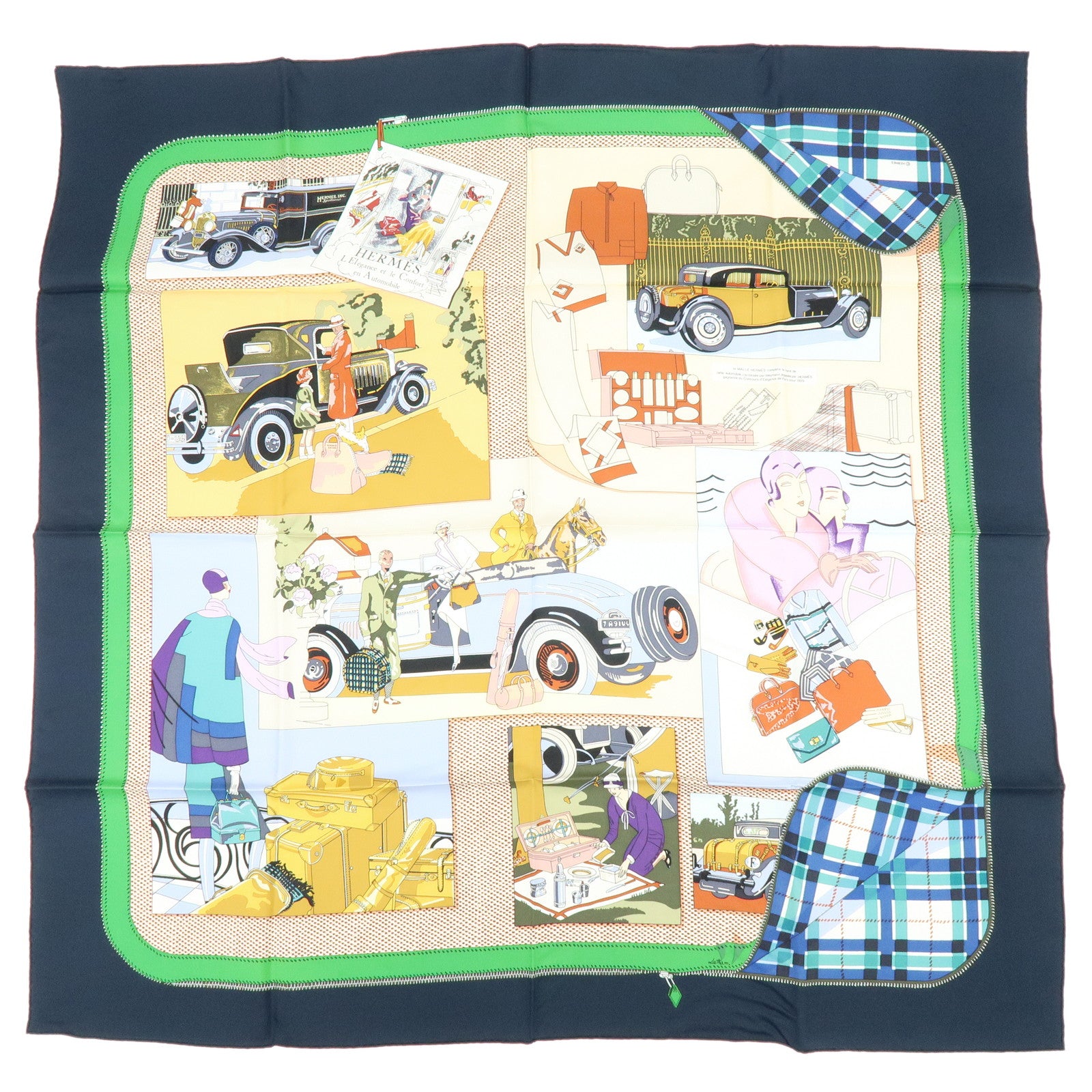 HERMES Carre 90 Silk Scarf L'Elegance et le Confort en Automobile