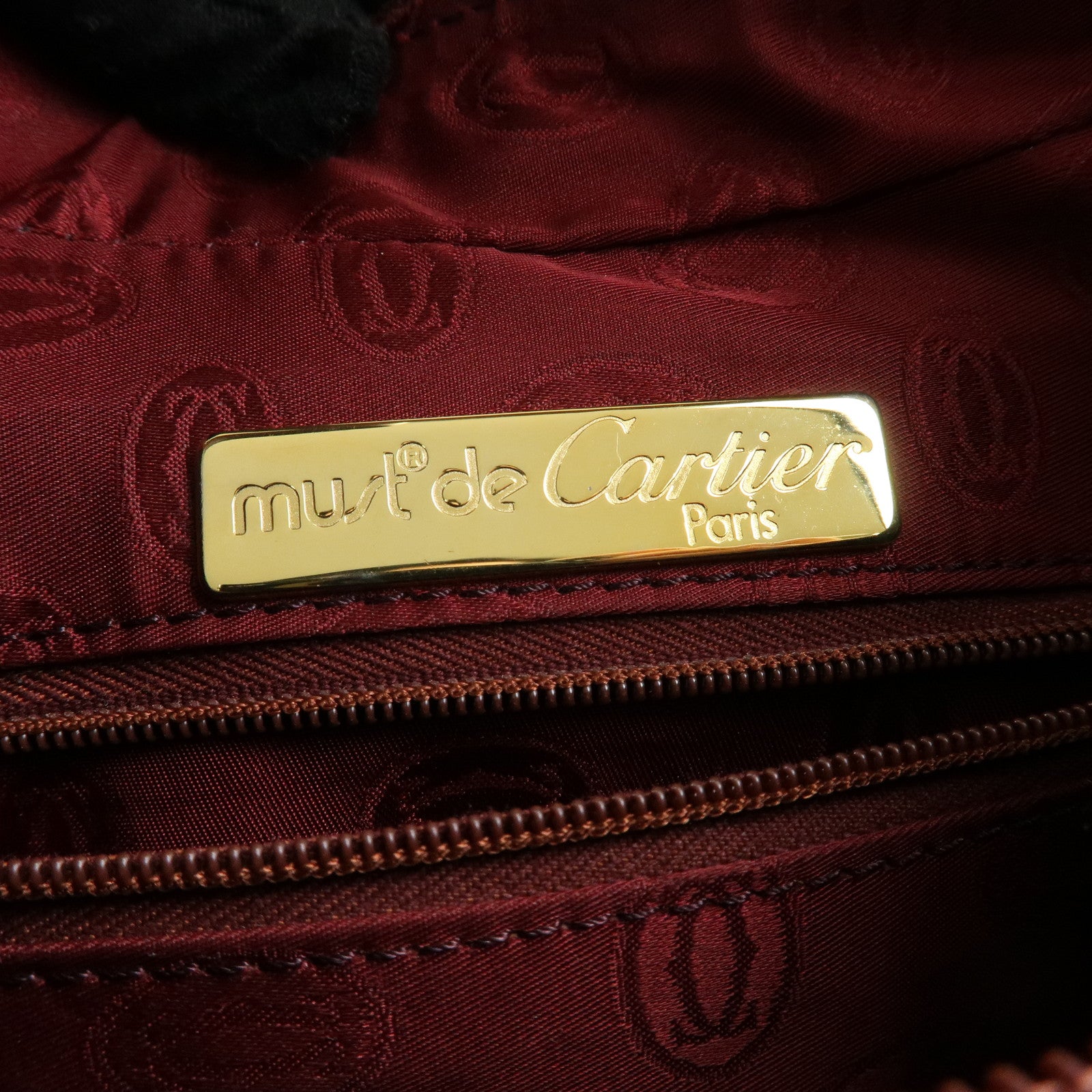 Cartier Must de Cartier Leather Shoulder Bag Hand Bag Bordeaux