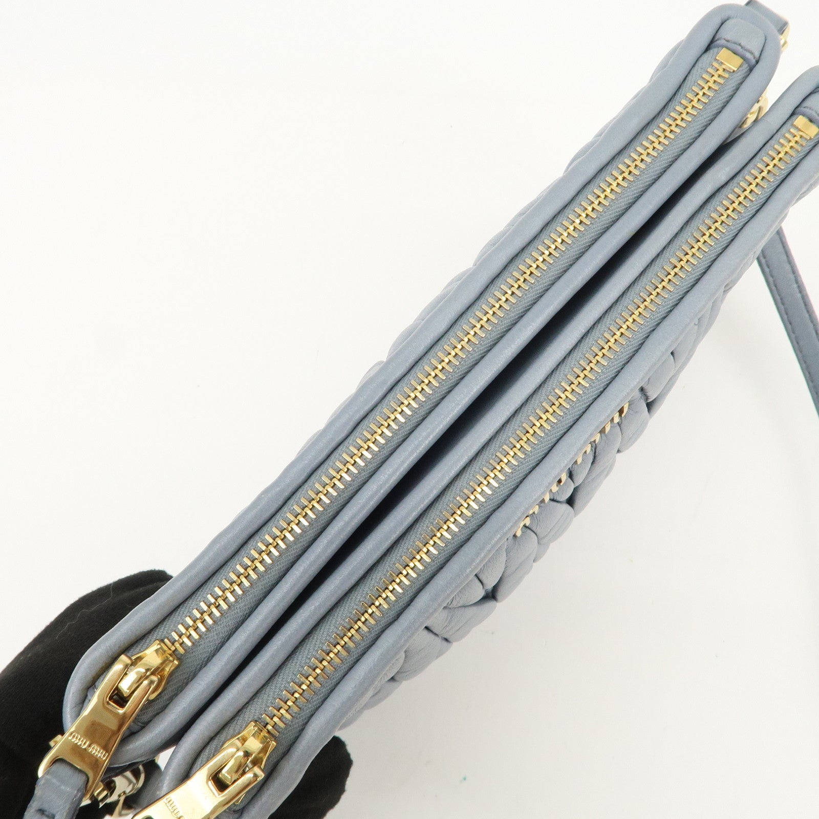 MIU MIU Matelasse Nappa Leather Shoulder Bag Light Blue 5BH057