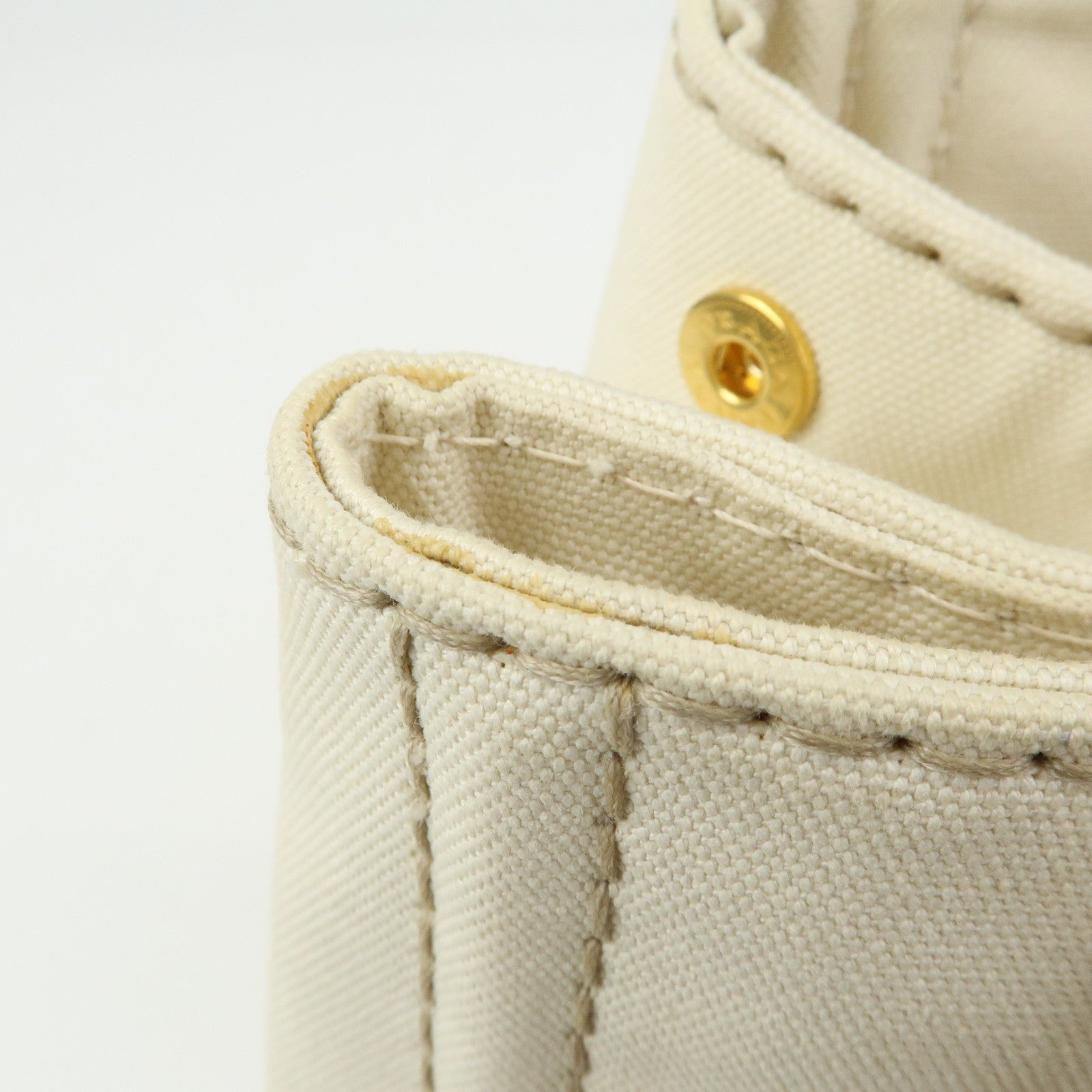 PRADA Canapa Canvas 2Way Bag Tote Bag Hand Bag White BN1877