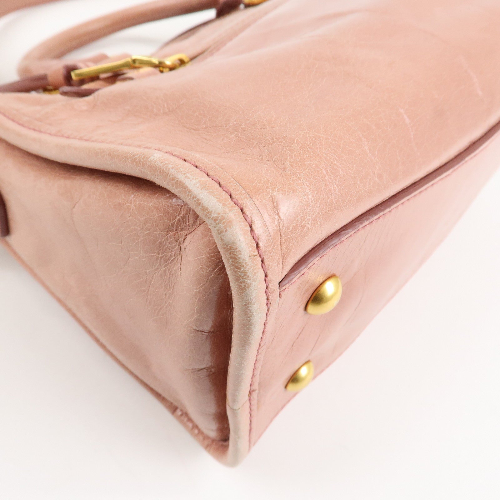 MIU MIU Leather 2Way Bag Shoulder Bag Hand Bag Pink Used