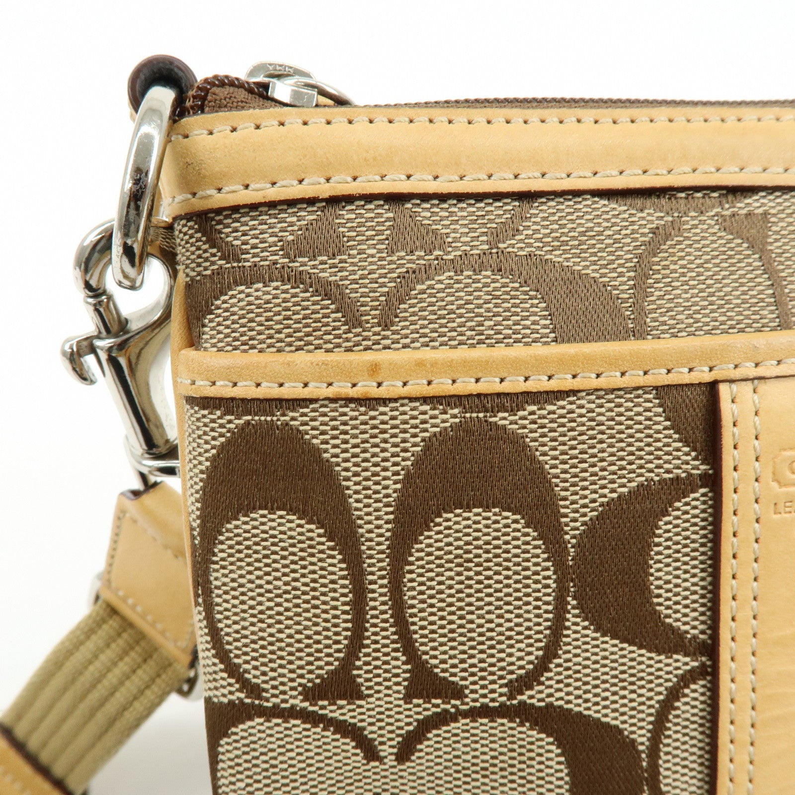 COACH Signature Set of 2 Canvas Leather Shoulder Bag Black Beige