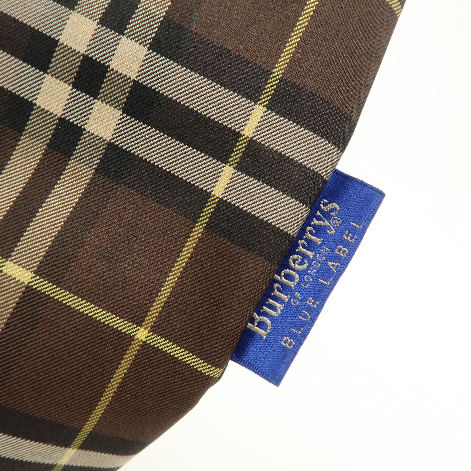 BURBERRY Blue Label Canvas Leather Plaid Tote Bag Hand Bag Brown