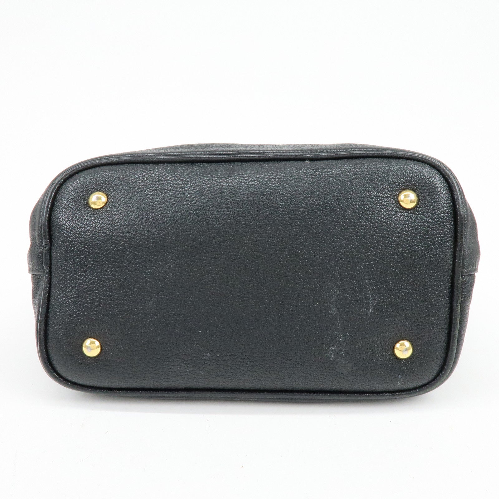 MIU MIU Logo Madras Leather Hand Bag Tote Bag Black