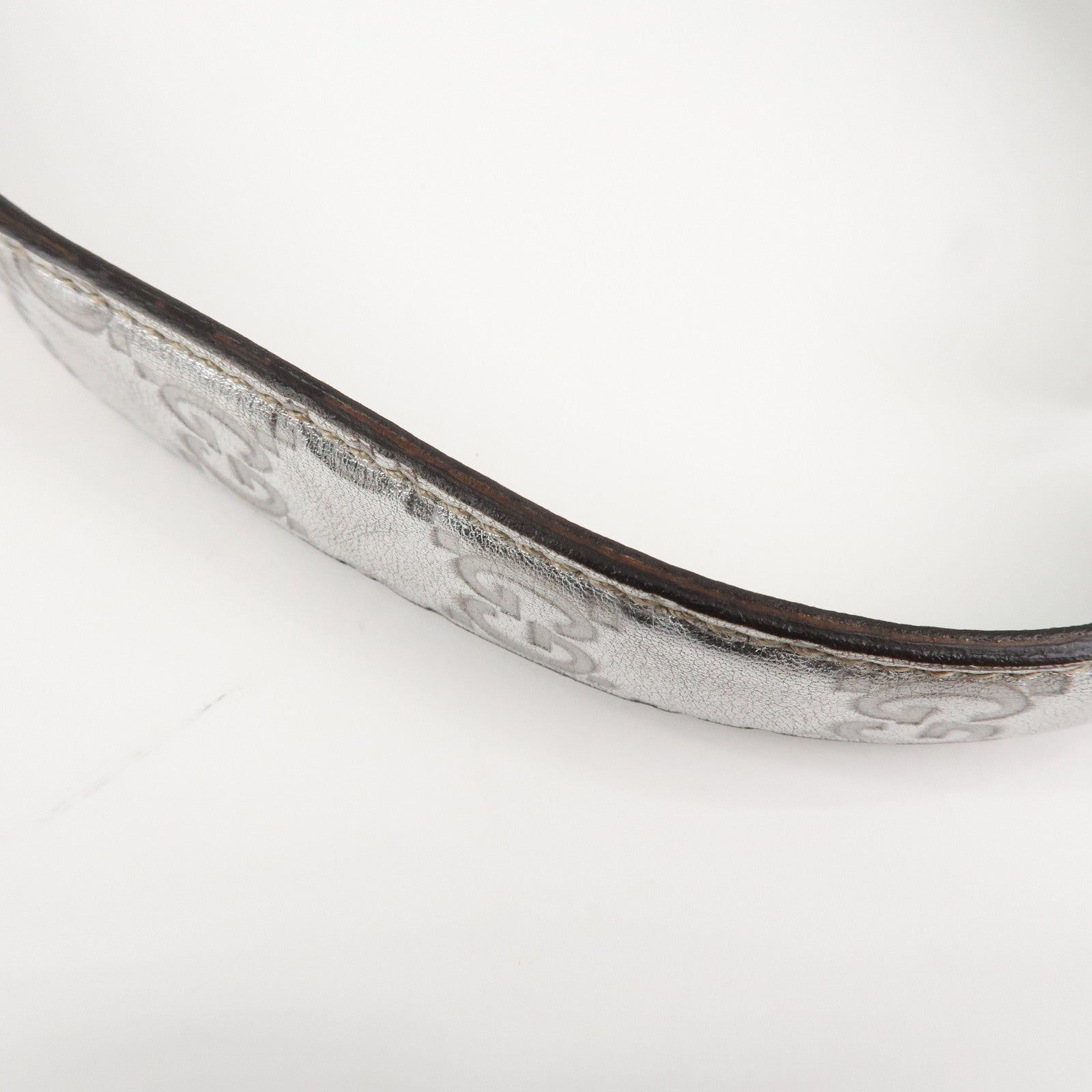 GUCCI Guccissima Leather Shoulder Bag Hand Bag Silver 240020 Used