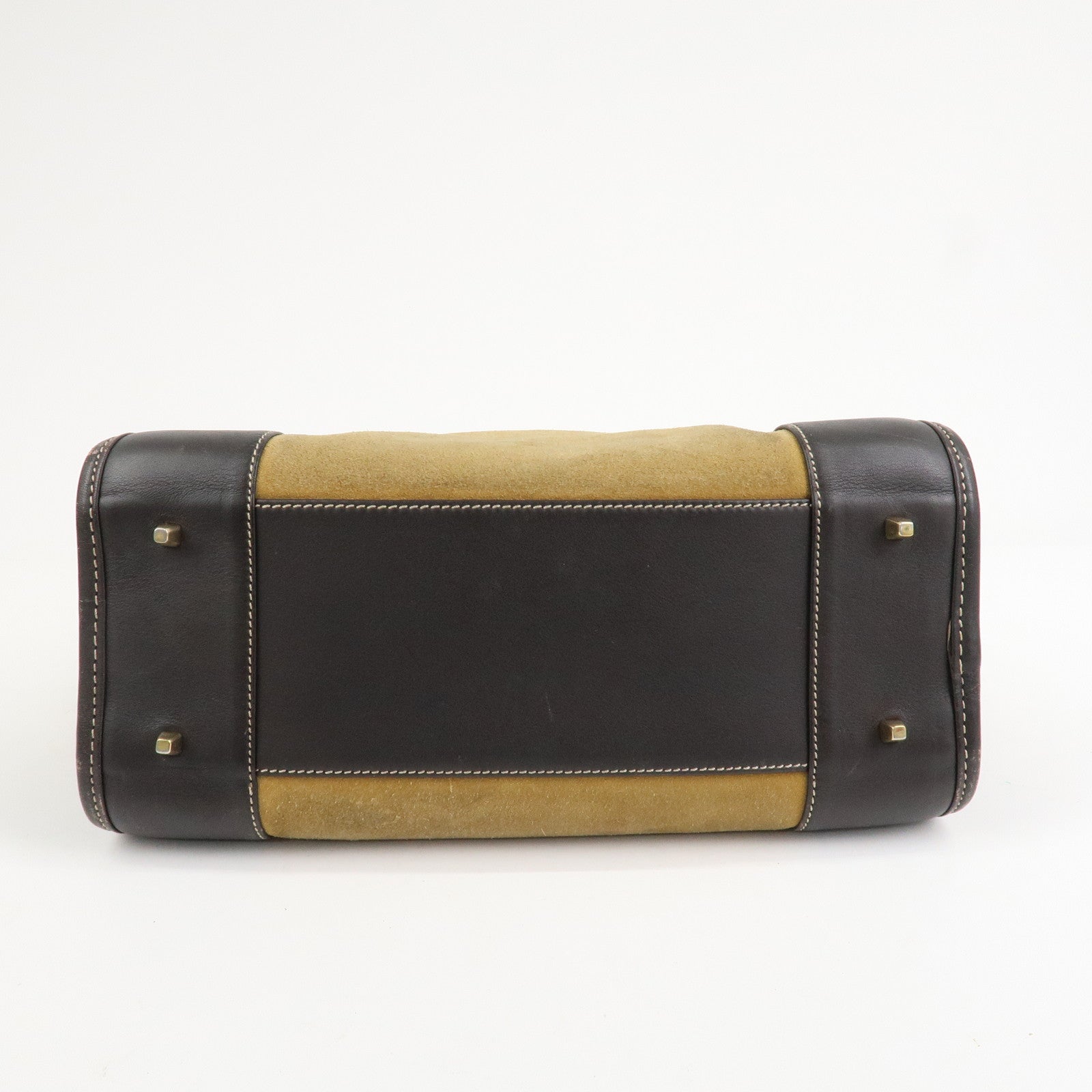 LOEWE Anagram Leather Suede Amazona 28 Hand Bag Beige Brown