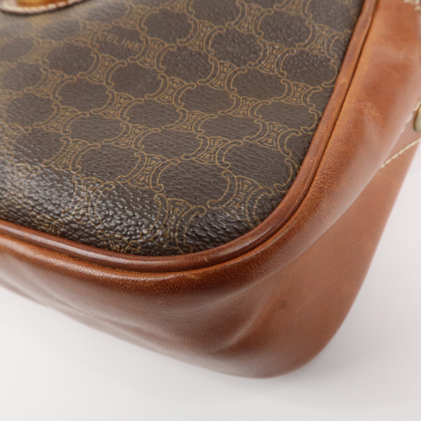 CELINE Macadam PVC Leather Shoulder Bag Brown Gold HDW