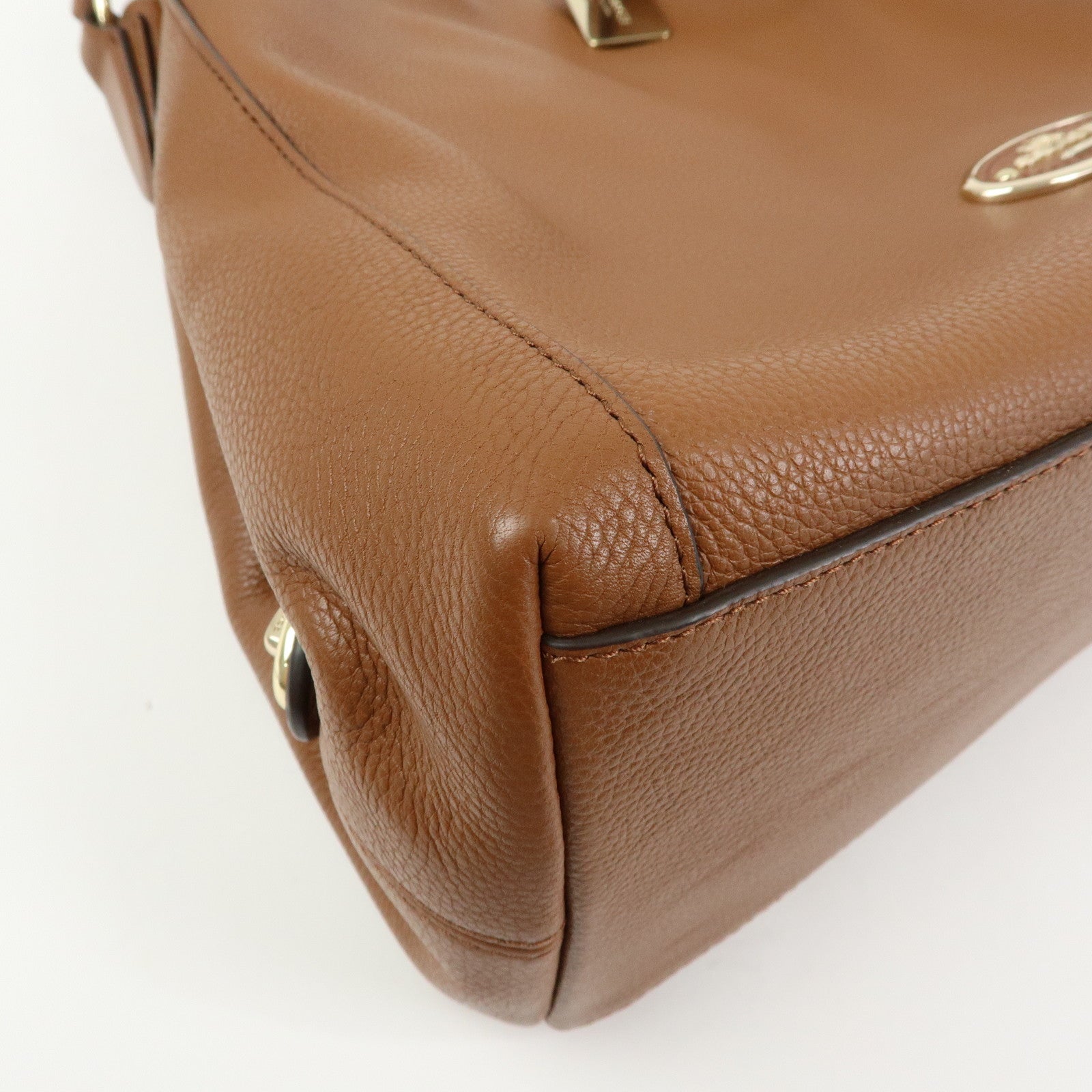COACH Logo Leather Shoulder Bag Hand Bag Brown