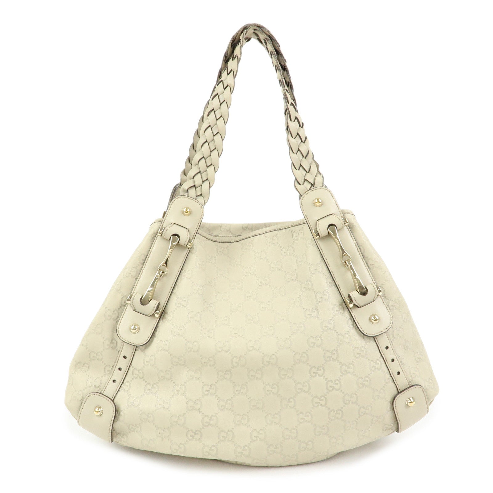 GUCCI Horsebit Guccissima Leather Hand Bag Ivory 137621