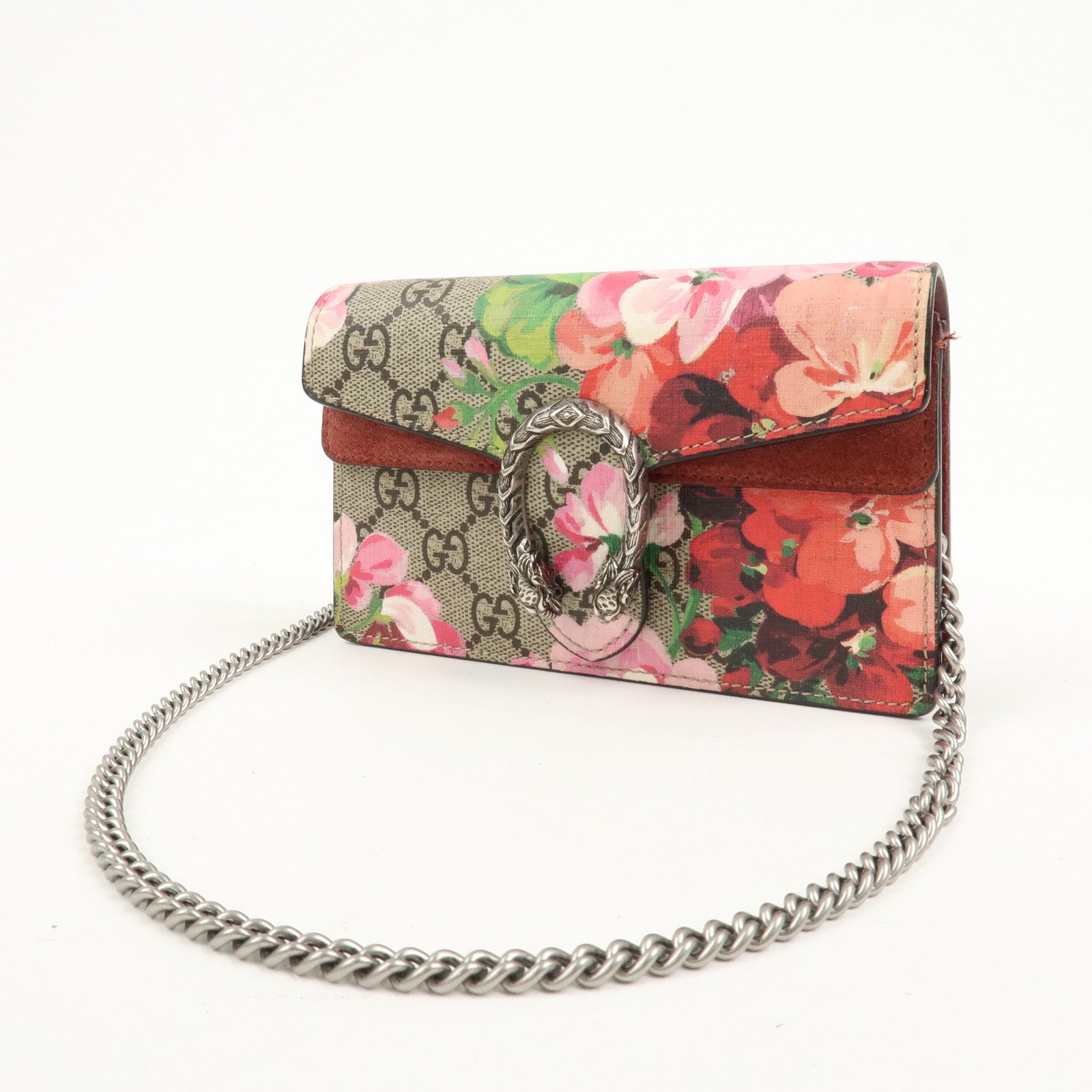 GUCCI Dionysus GG Supreme Mini Chain Shoulder Bag Beige Pink 476432