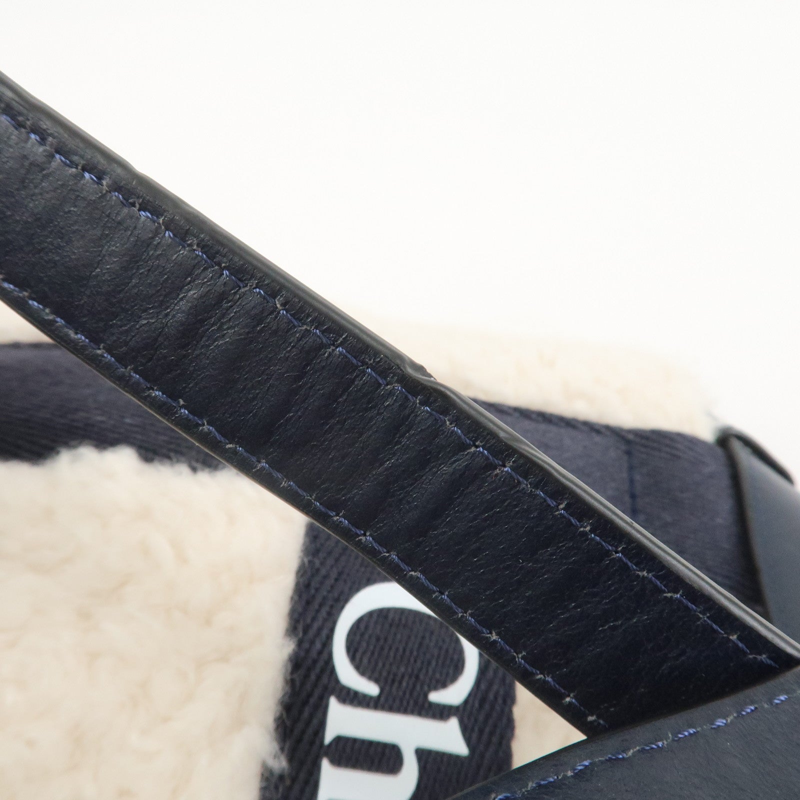 Chloe Fur Leather 2Way Bag Shoulder Bag Hand Bag Ivory Navy