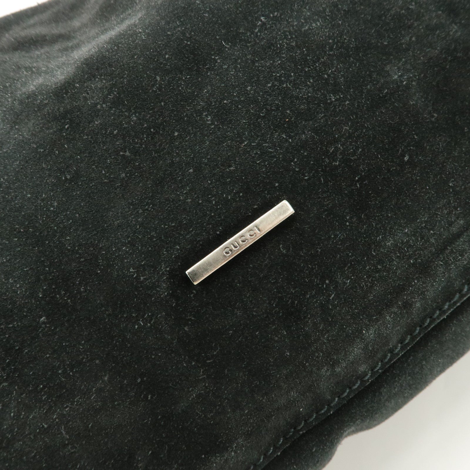 GUCCI Suede Leather Shoulder Bag Tote Bag Black 001.4332 Used