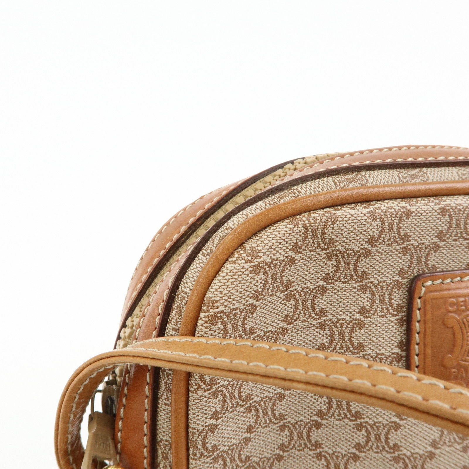 CELINE Macadam PVC Leather Mini Shoulder Crossbody Bag Beige