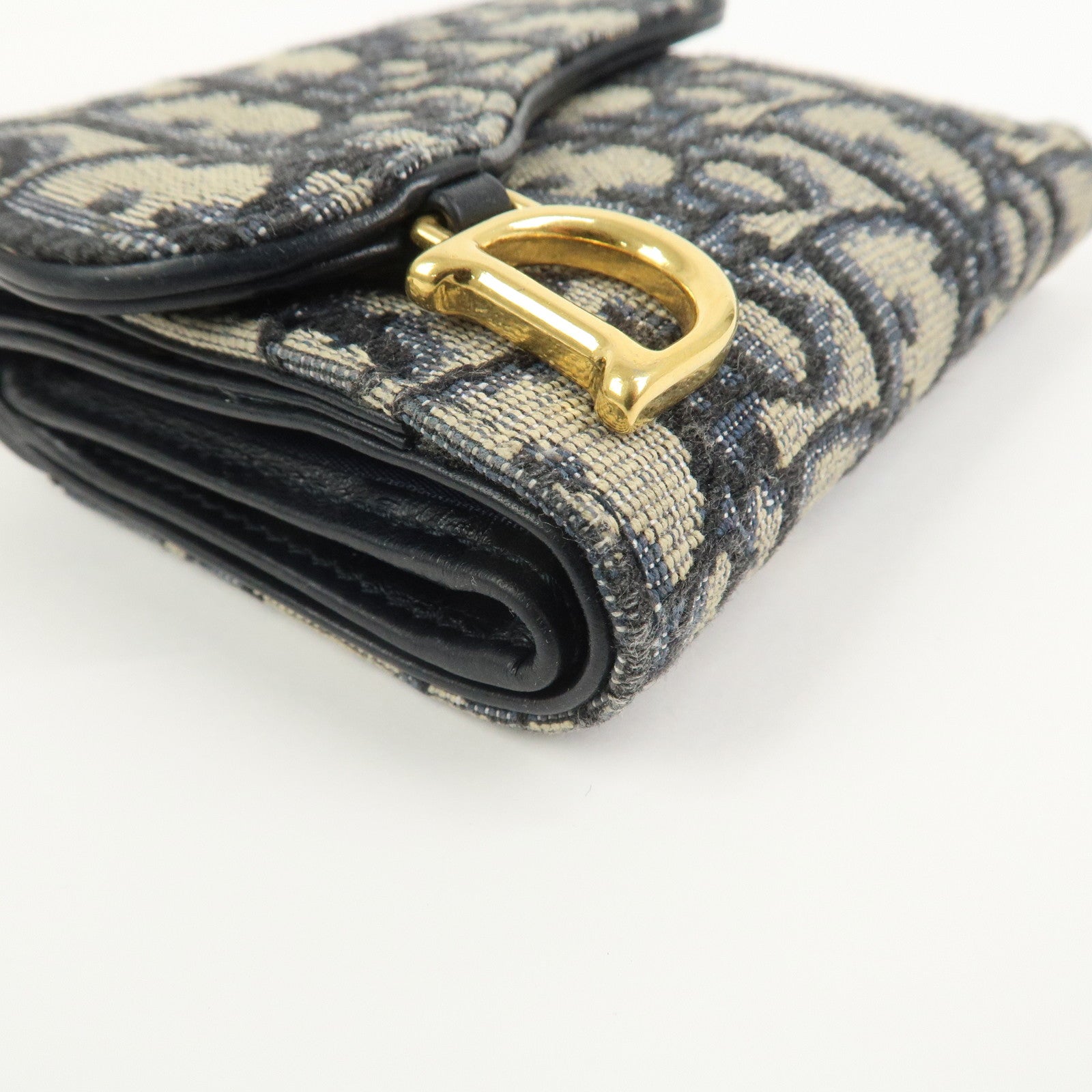 Christian Dior Trotter JacguardCanvas Leather Saddle Trifold Wallet