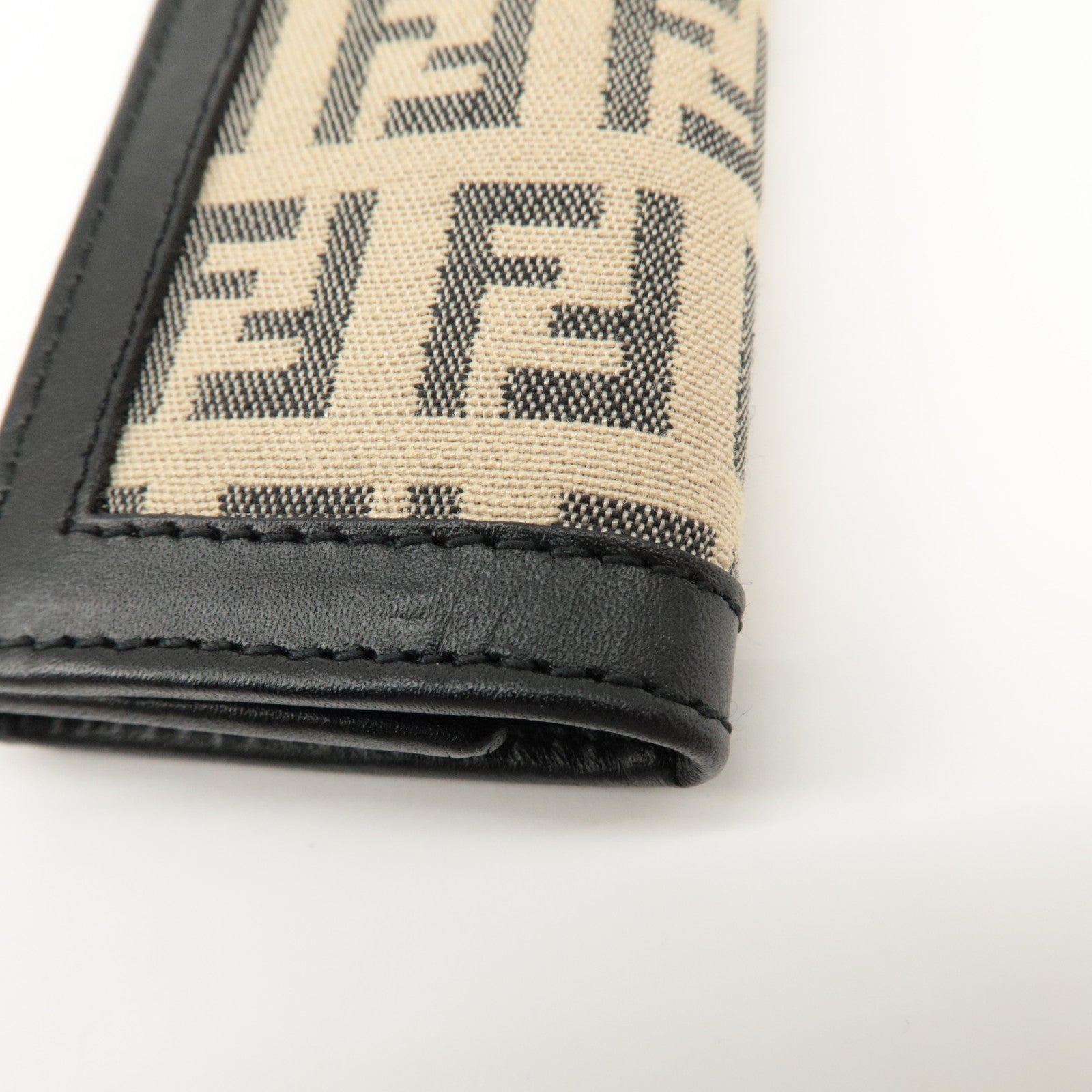 FENDI Zucchino Canvas Leather 6 Rings Key Case Beige Black 8AP002 Used