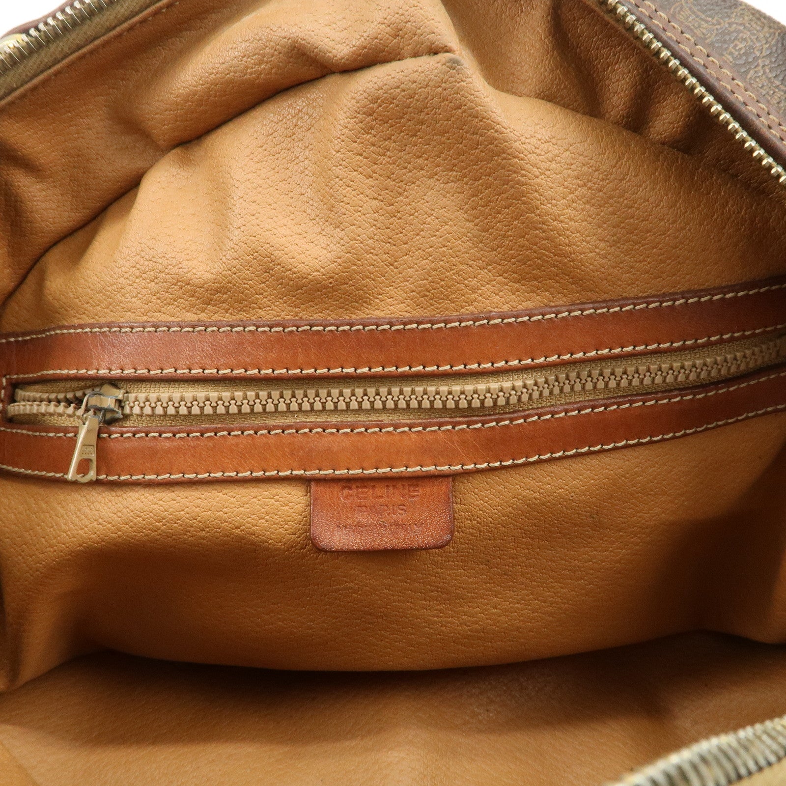CELINE Macadam PVC Leather Hand Bag Brown Gold HDW
