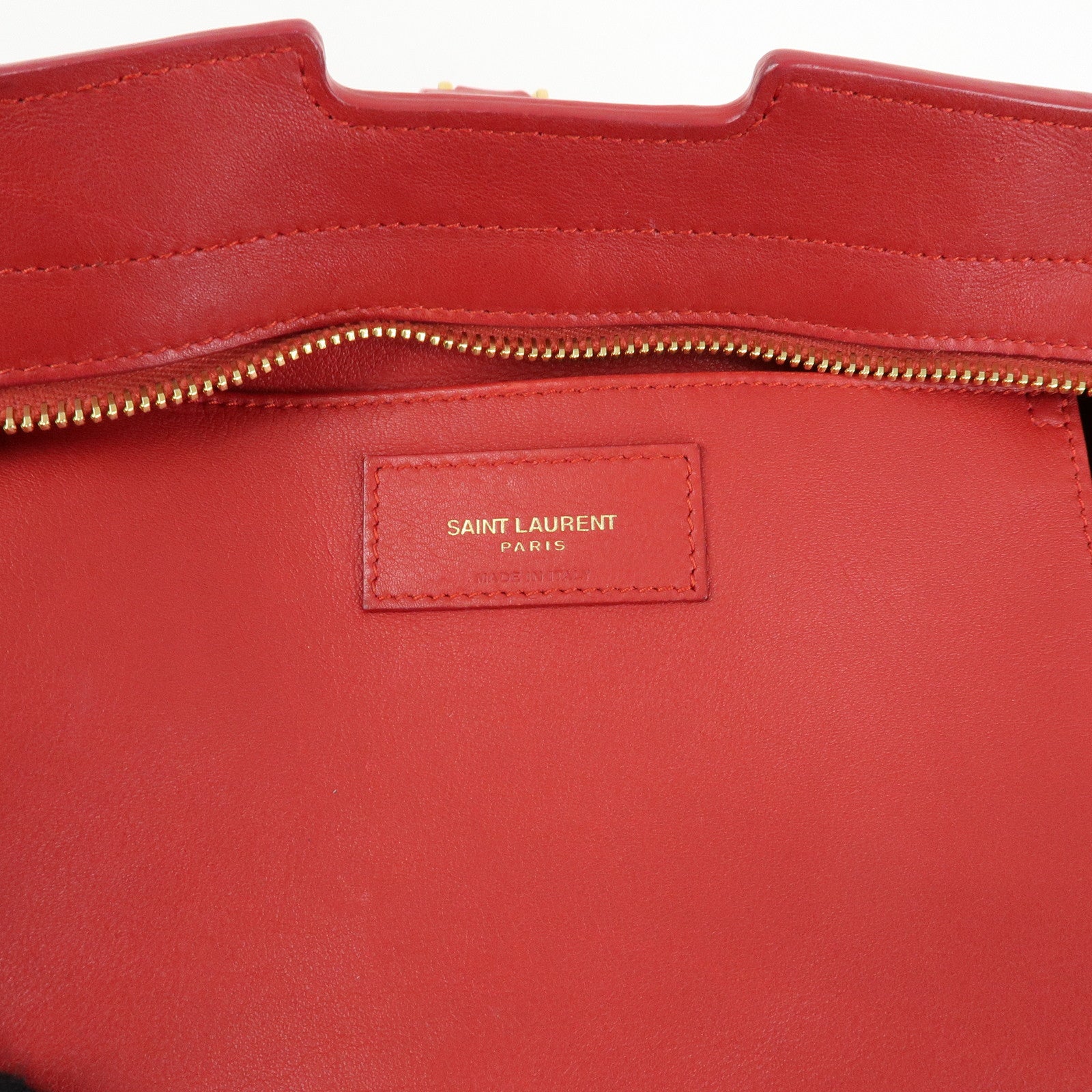 SAINT LAURENT PARIS Baby Cabas Leather 2Way Bag Hand Bag Red 424868