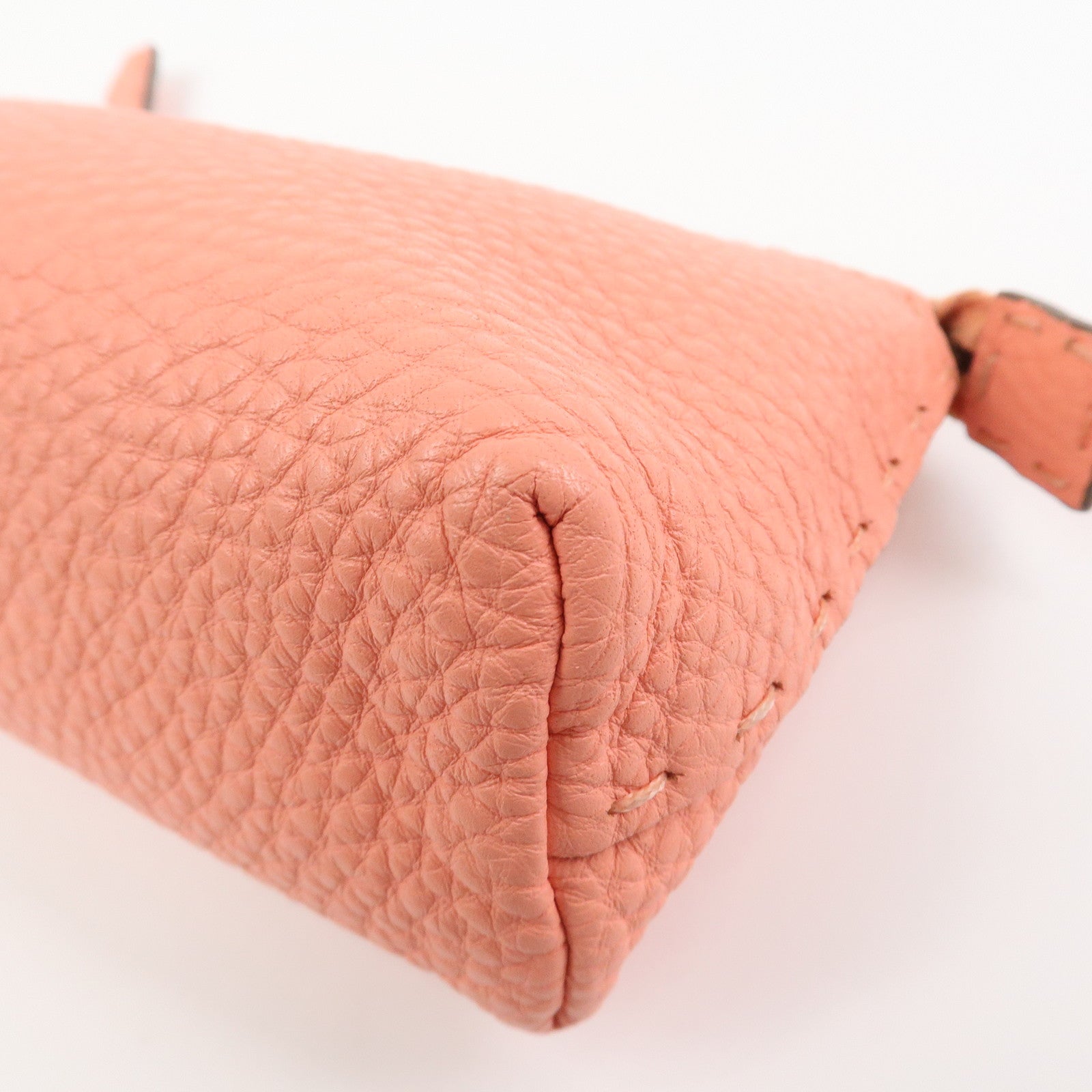 FENDI Selleria Leather Pouch Cosmetic Pouch Coral Pink