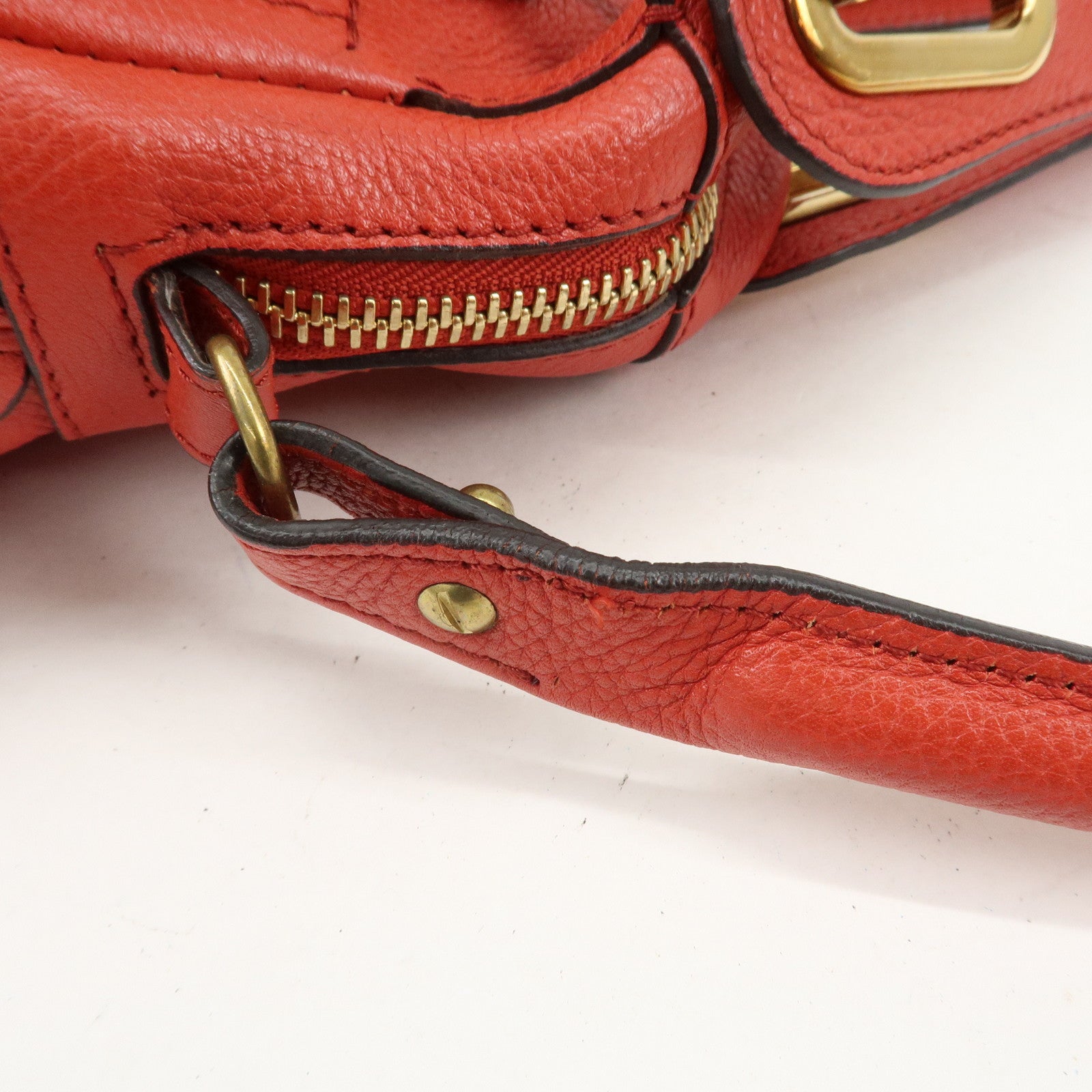 Chloe Paraty Leather 2Way Bag Shoulder Bag Hand Bag Red