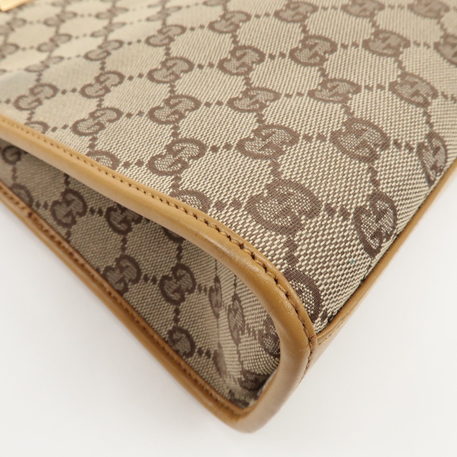 GUCCI Jackie Leather Shoulder Bag Tote Bag Beige 002.1073 Used