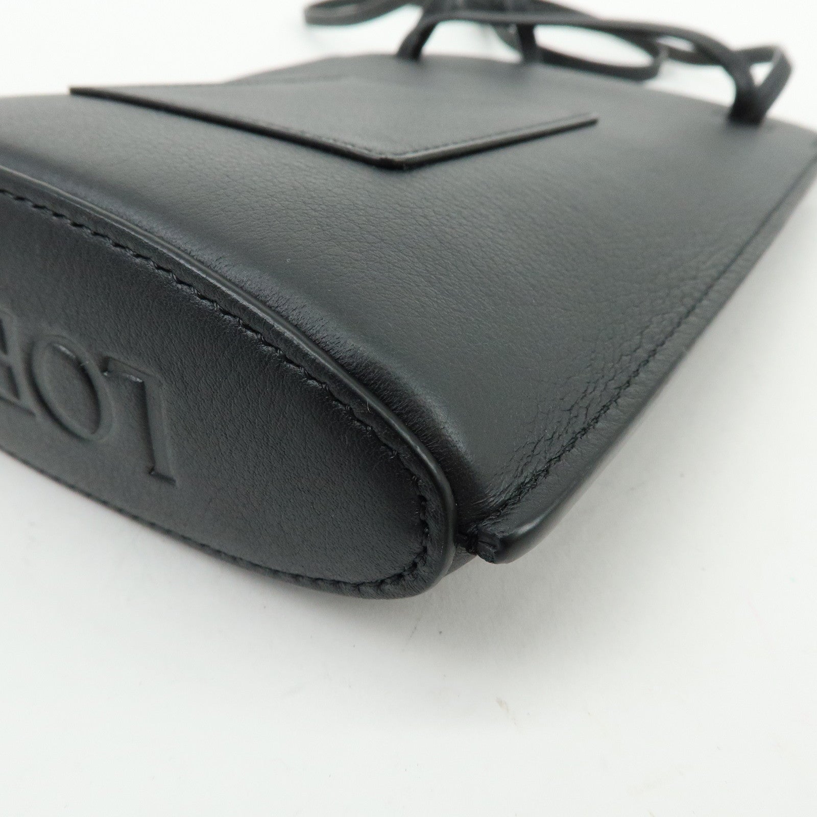 LOEWE Anagram Dice Pocket Shoulder Bag Calf Leather Crossbody Black