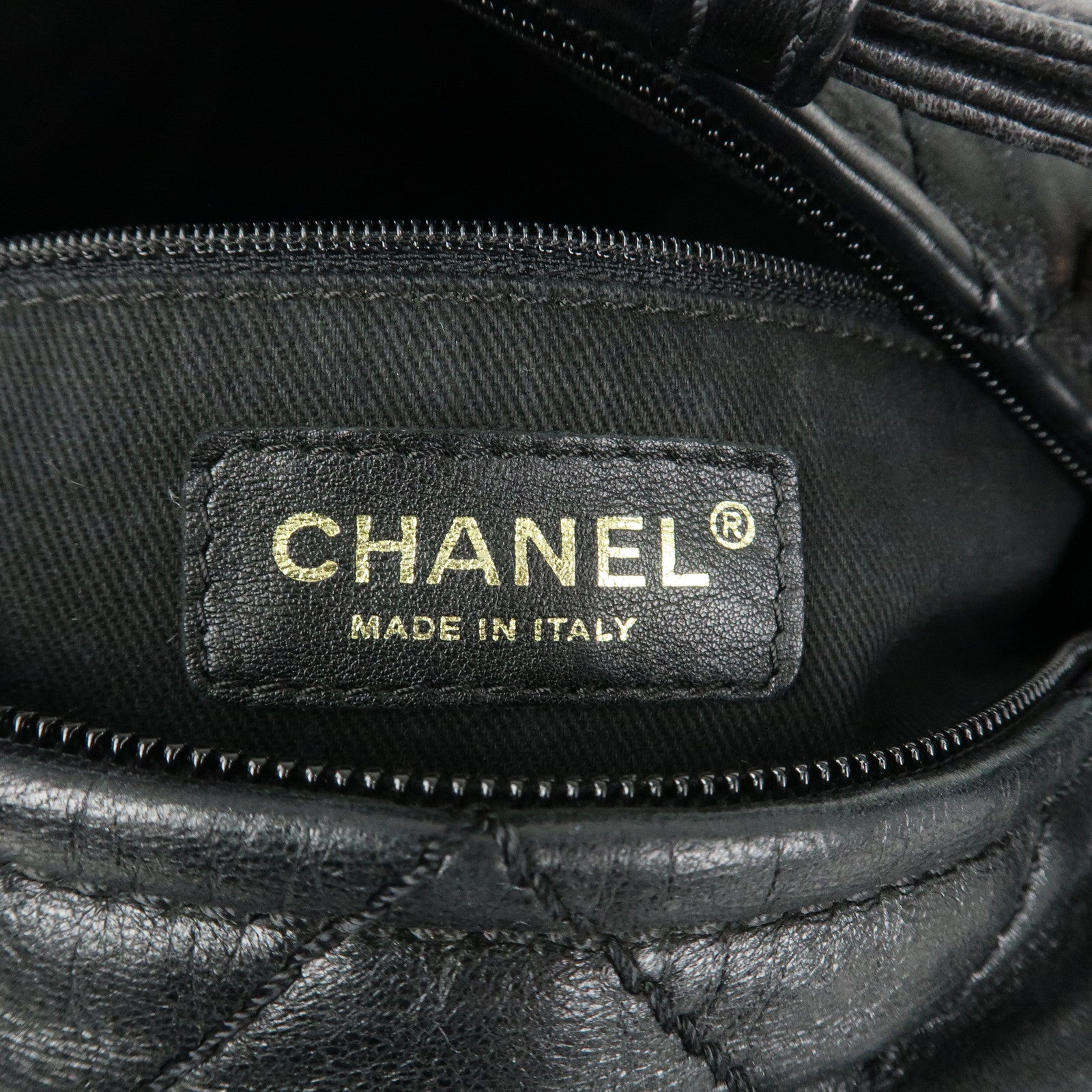 CHANEL Matelasse COCO Mark Lamb Skin Shoulder Bag Hand Bag Black