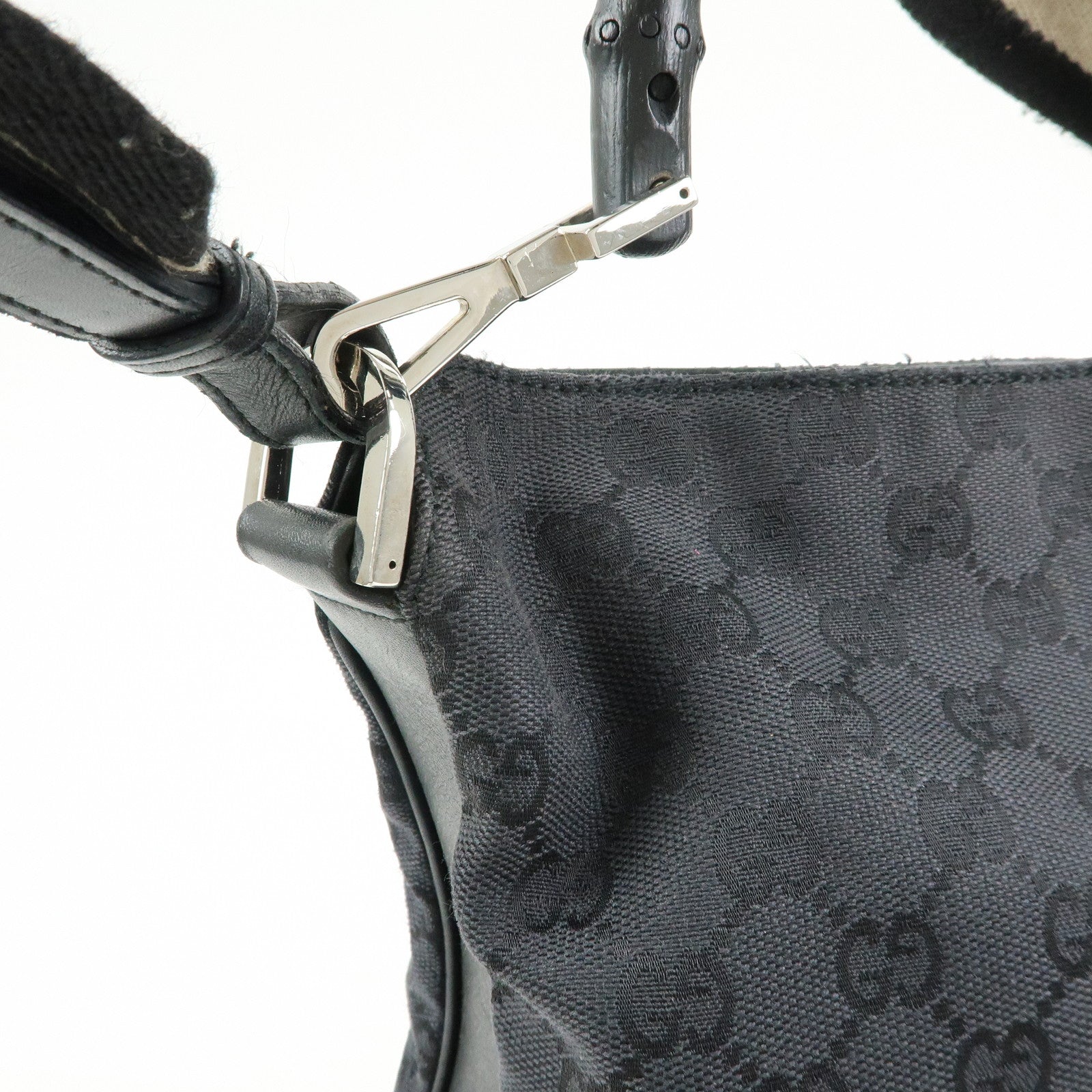 GUCCI Bamboo Sherry GG Canvas 2Way Bag Shoulder Bag Black 001・4058