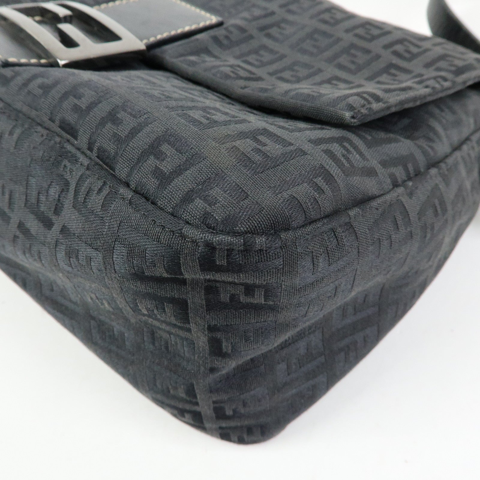 FENDI Zucchino Mamma Baguette Nylon Leather Shoulder Bag 8BR001