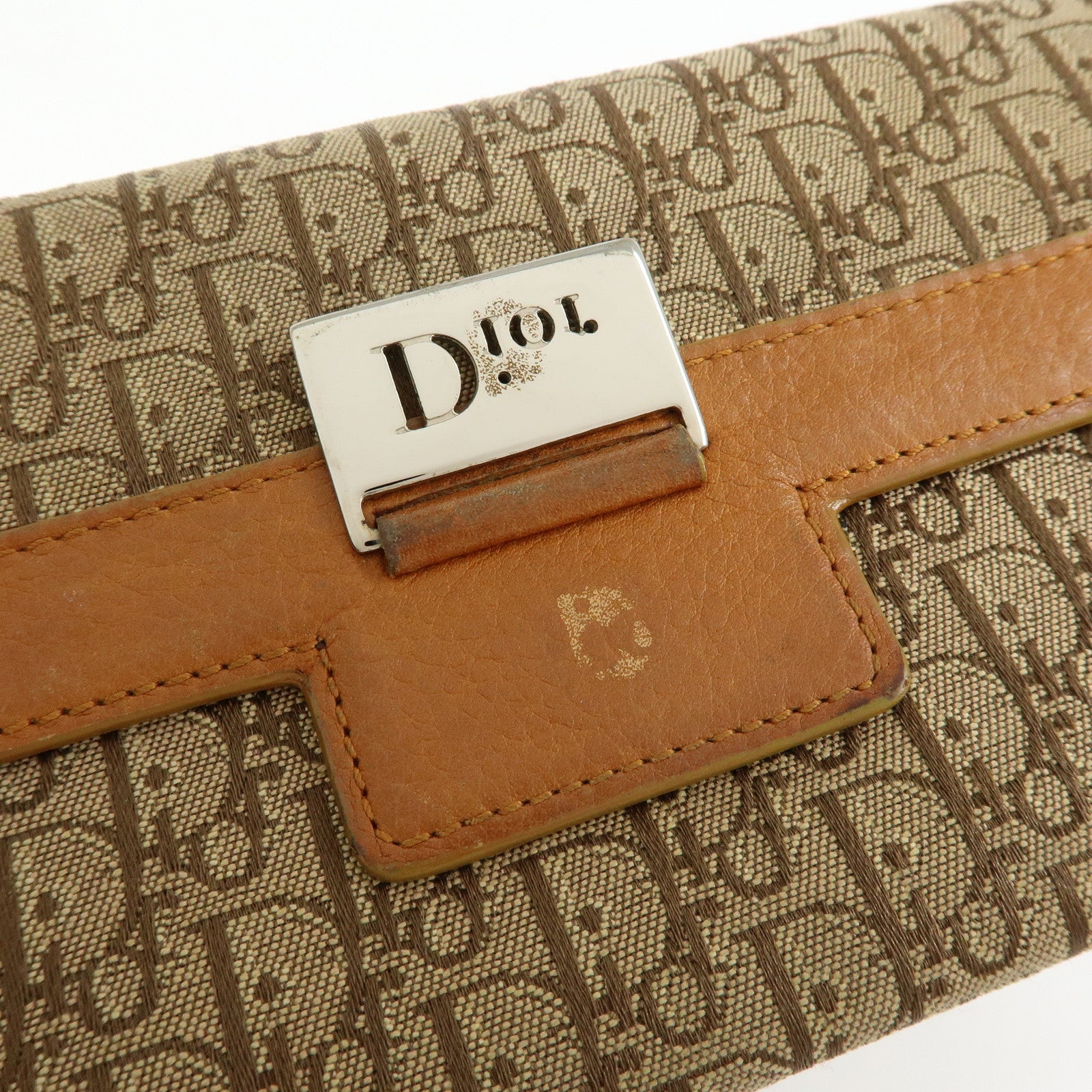 Christian Dior Trotter Street Chic Canvas Leather Long Wallet Brown