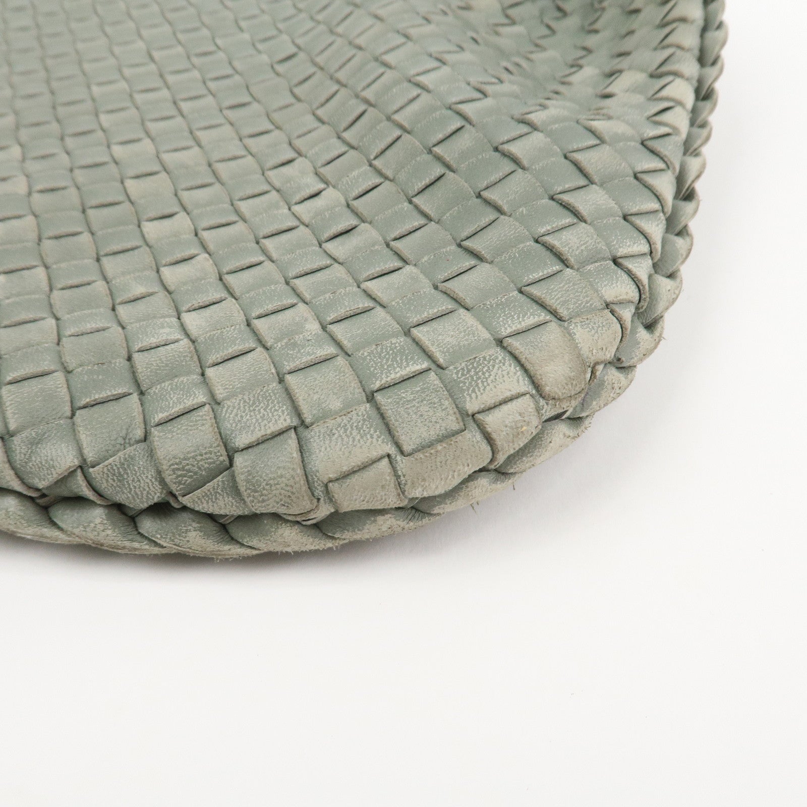 BOTTEGA VENETA Hobo Intrecciato Leather Shoulder Bag Hand Bag Grey