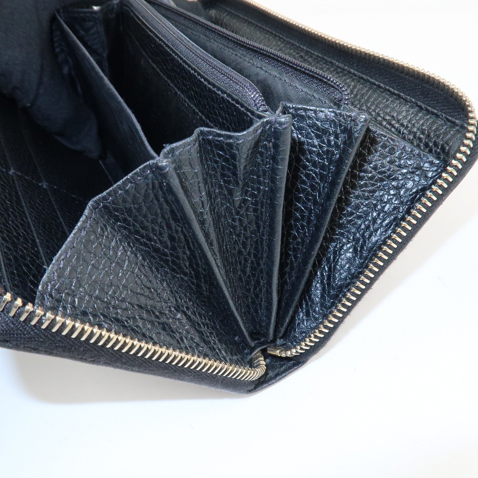 GUCCI SOHO Leather Zip Around Long Wallet Black Used