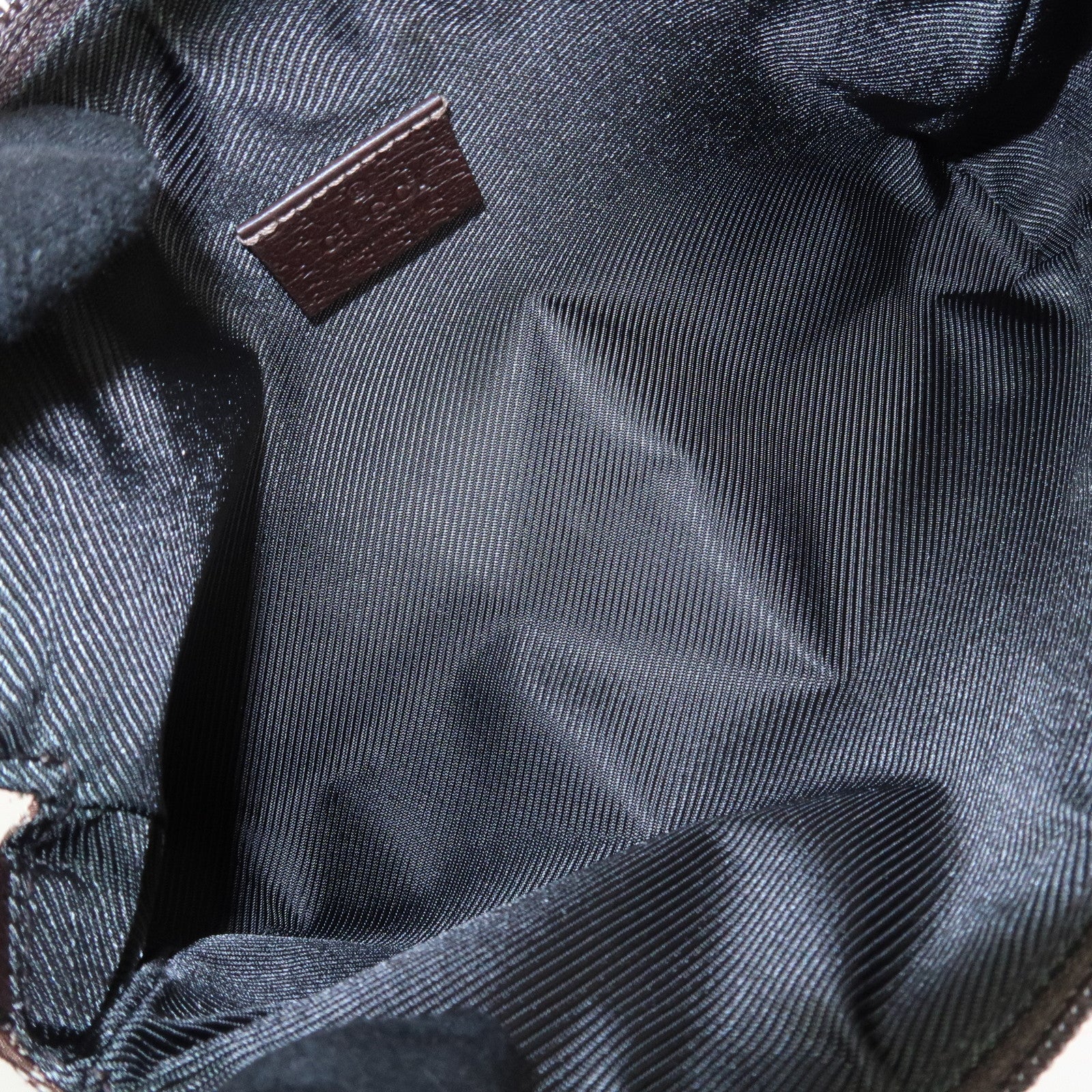 GUCCI GG Canvas Leather Accessory Pouch Hand Bag Brown 145750