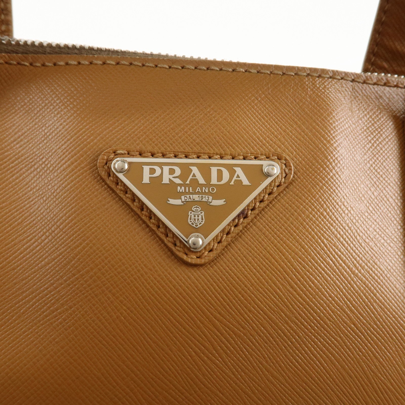 PRADA Triangle Logo Leather 2Way Bag Shoulder Bag Brown
