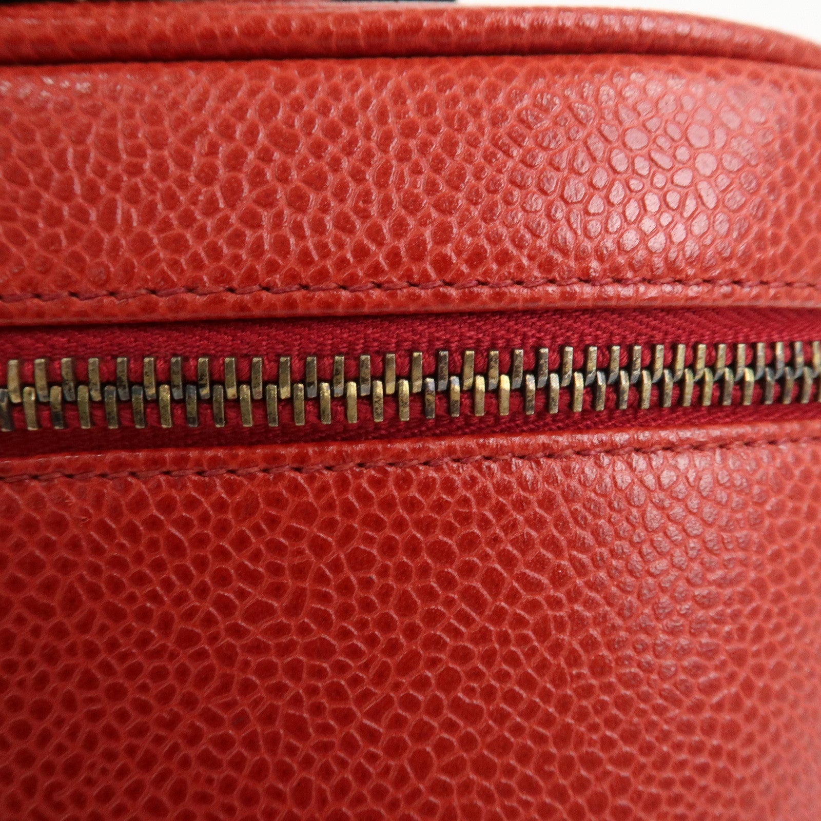 CHANEL COCO Mark Caviarskin Vanity Bag Hand Bag Red A01998