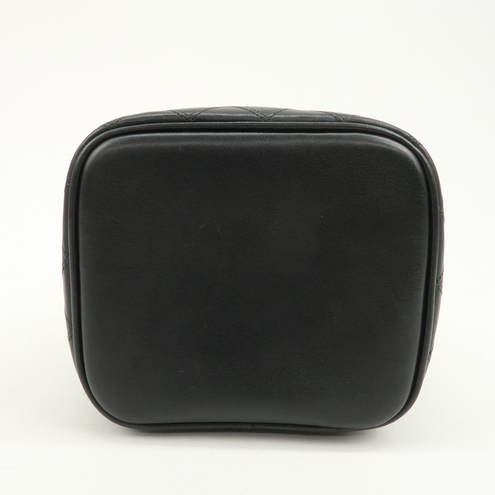 CHANEL Bicolore Lamb Skin Vanity Bag Hand Bag Black A01619