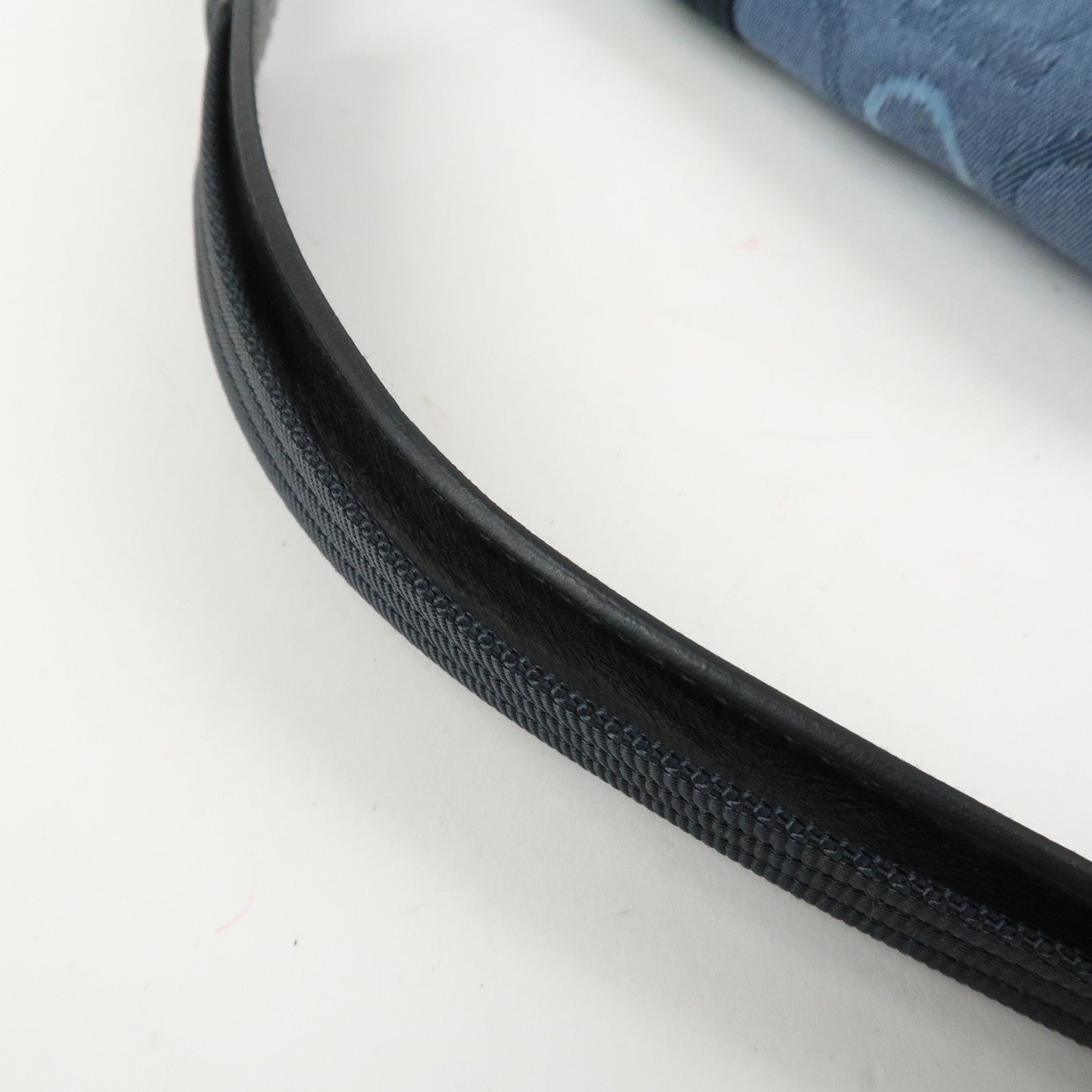 Ferragamo Gancini Canvas Leather Shoulder Bag Blue Black