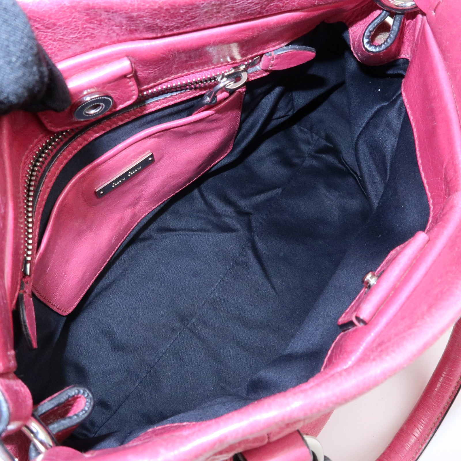 MIU MIU Vitello Lux 2Way Ribbon Motif Bag Hand Bag Pink RN0955