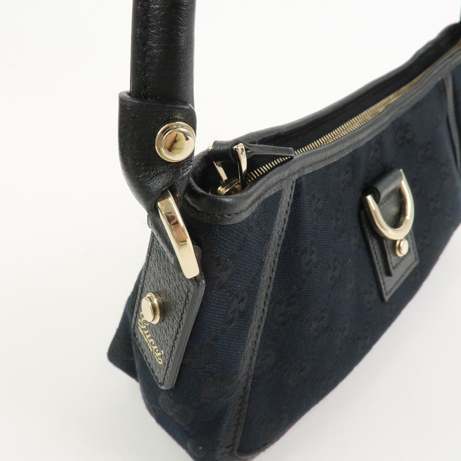 GUCCI Abbey GG Canvas Leather Shoulder Bag 130939