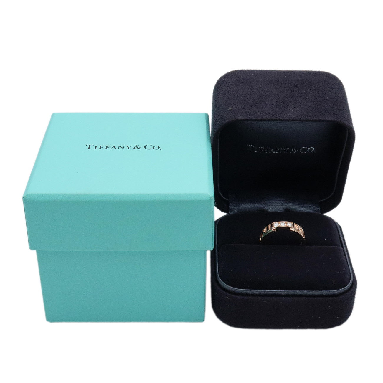 Tiffany & Co Atlas 3P Diamond Ring K18PG 750PG Rose Gold US6 EU51.5