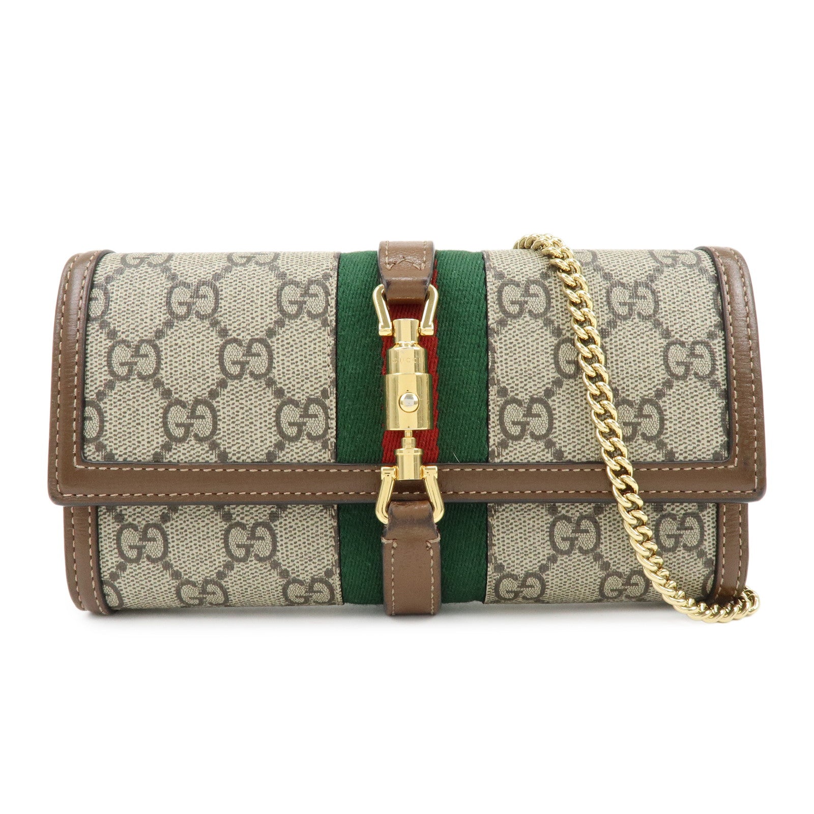 GUCCI Jackie 1961 Sherry GG Supreme Leather Chain Wallet Bag 652681