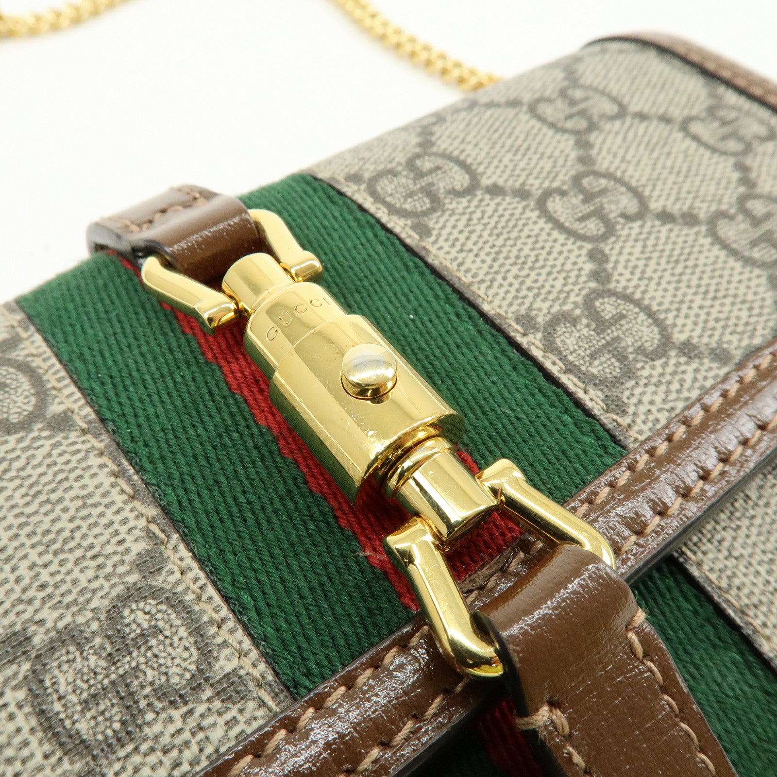 GUCCI Jackie 1961 Sherry Leather Chain Wallet Beige 652681.0416