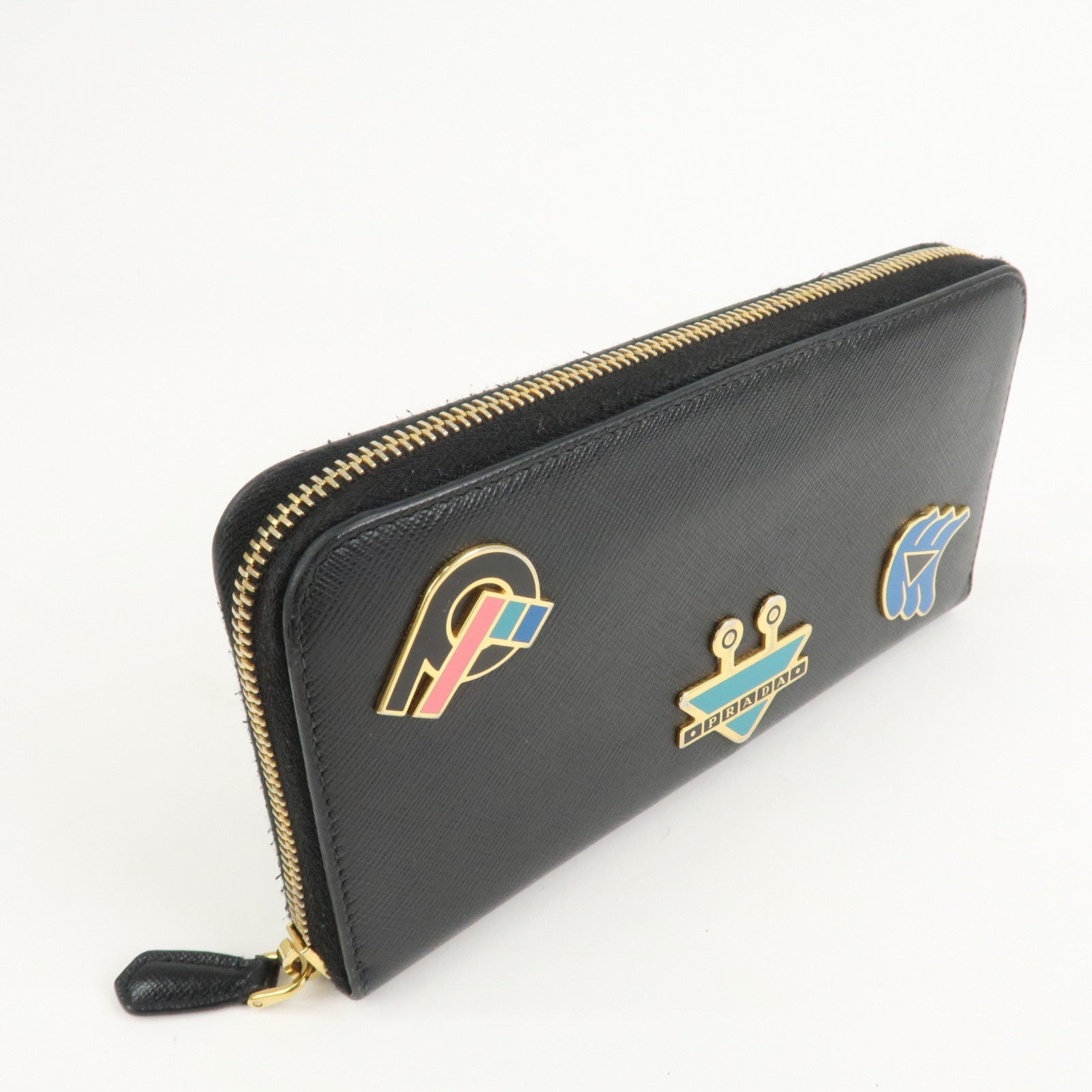 PRADA Logo Saffiano Leather Zippy Long Wallet Black 1ML506