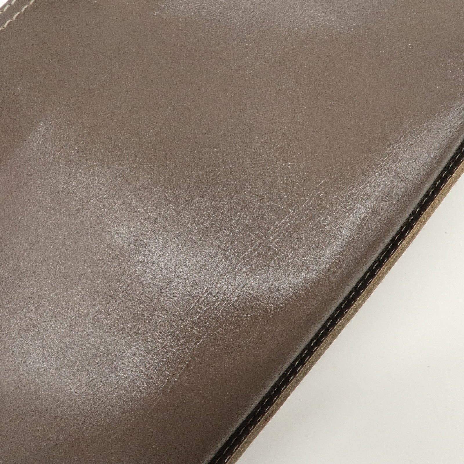 LOEWE Anagram Leather Shopper Tote Bag Shoulder Bag Brown Used