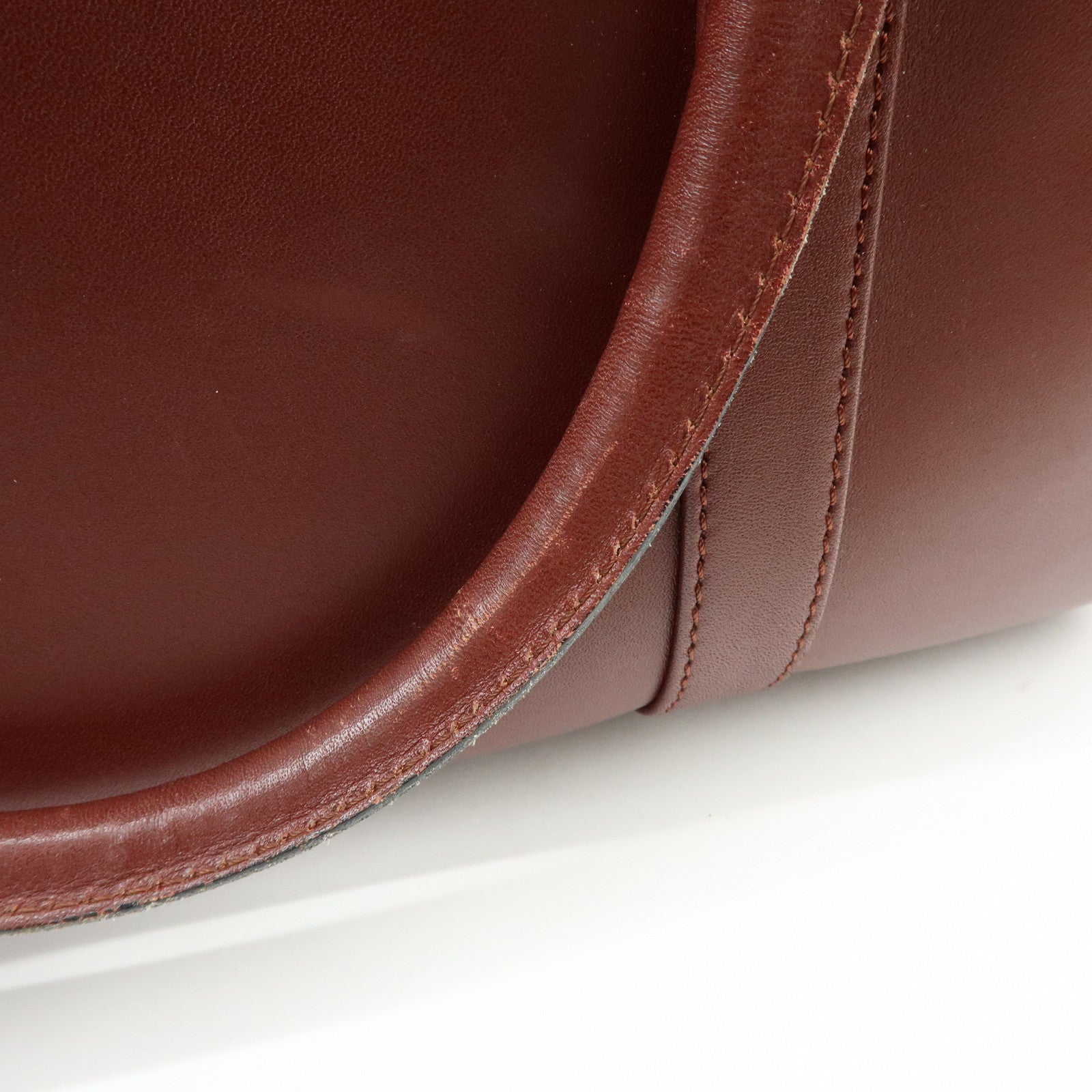 Cartier Must de Cartier Leather Boston Bag Hand Bag Bordeaux