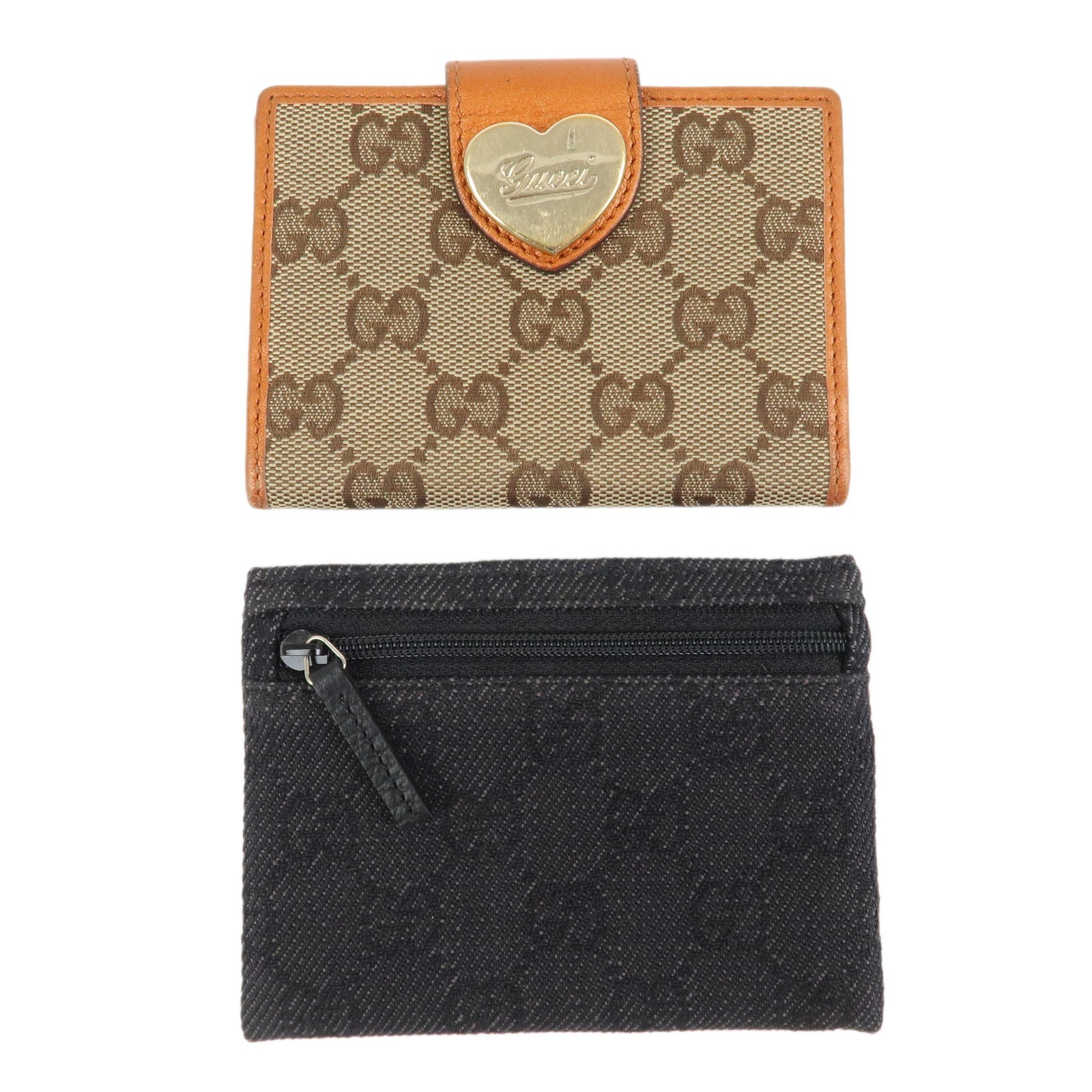GUCCI Lovely Heart GG Denim Canvas Set of 2 Card Case 217050/224261
