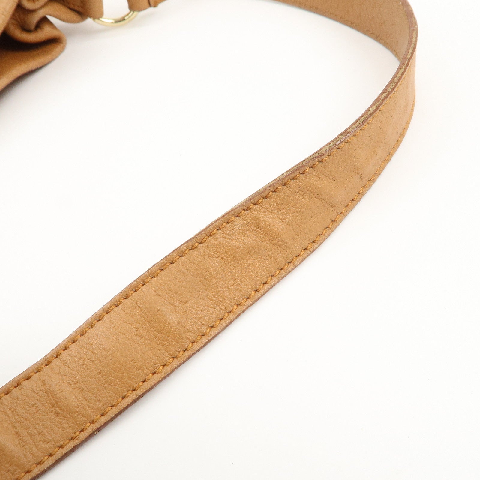 Ferragamo Gancini Leather Shoulder Bag Hand Bag Brown Gold