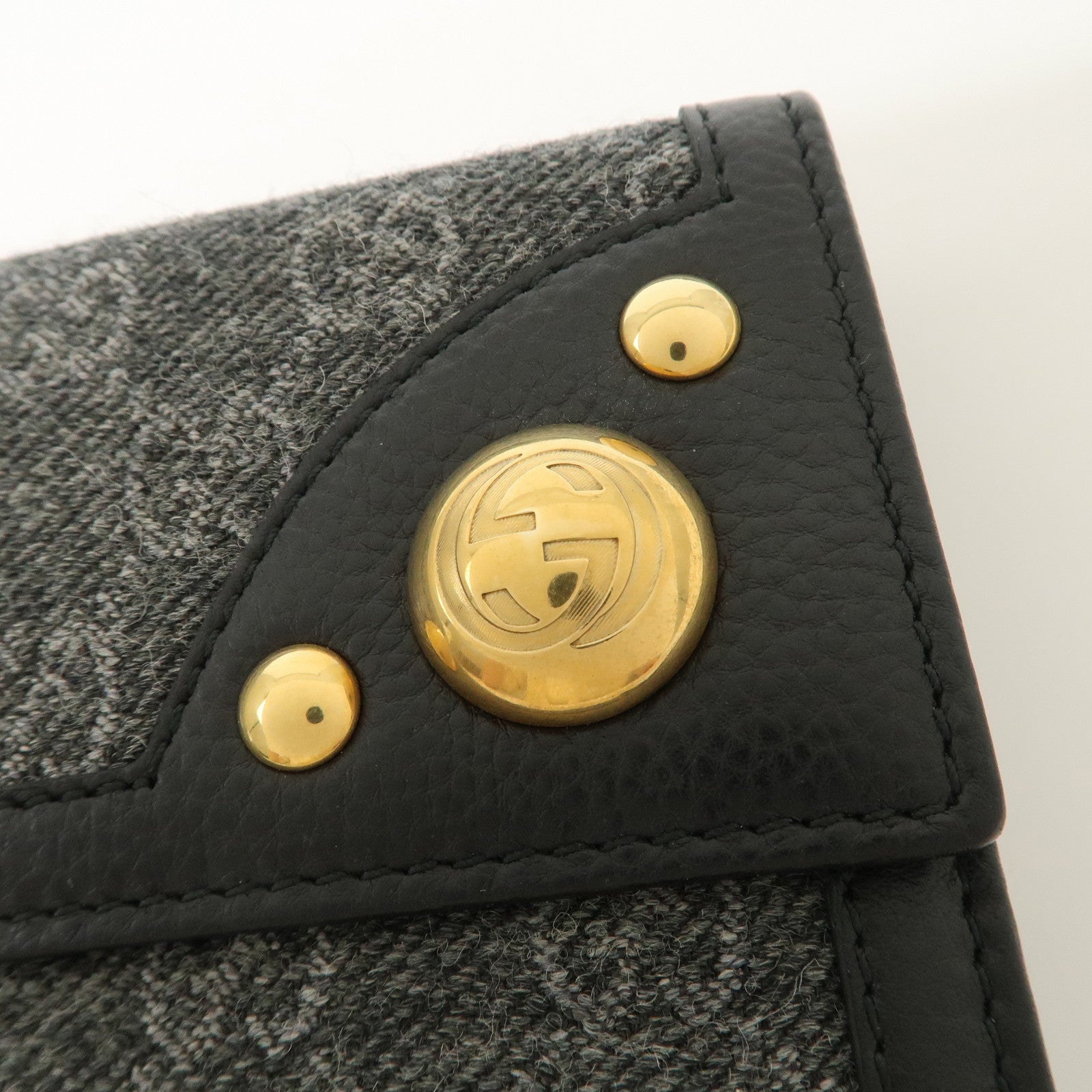 GUCCI Interlocking G Leather GG Wool Long Bi-fold Wallet 269903 Used