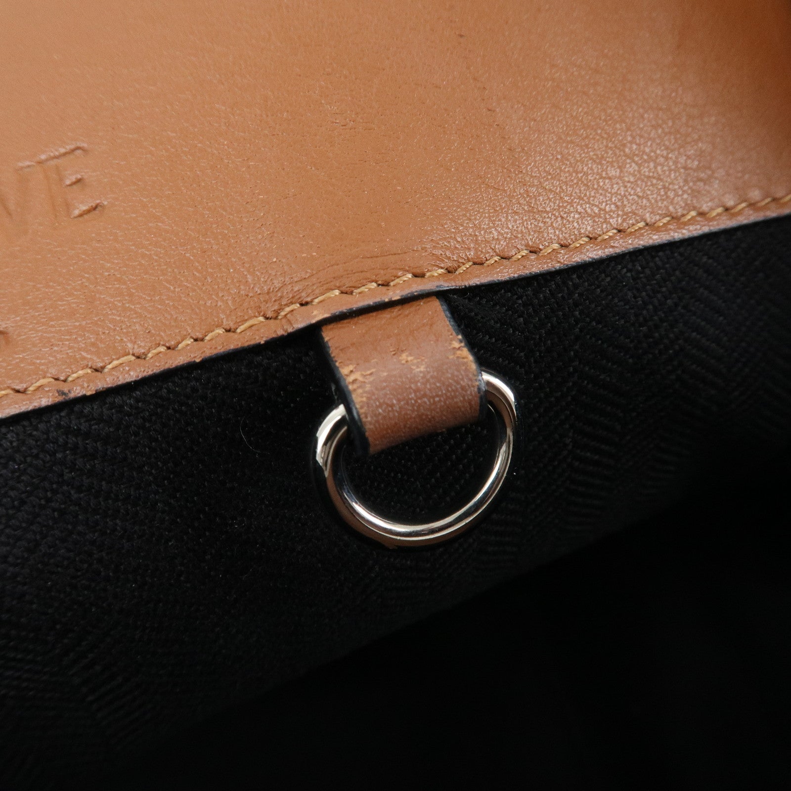 LOEWE Anagram Leather Hammock Small Shoulder Bag Tan Brown Used